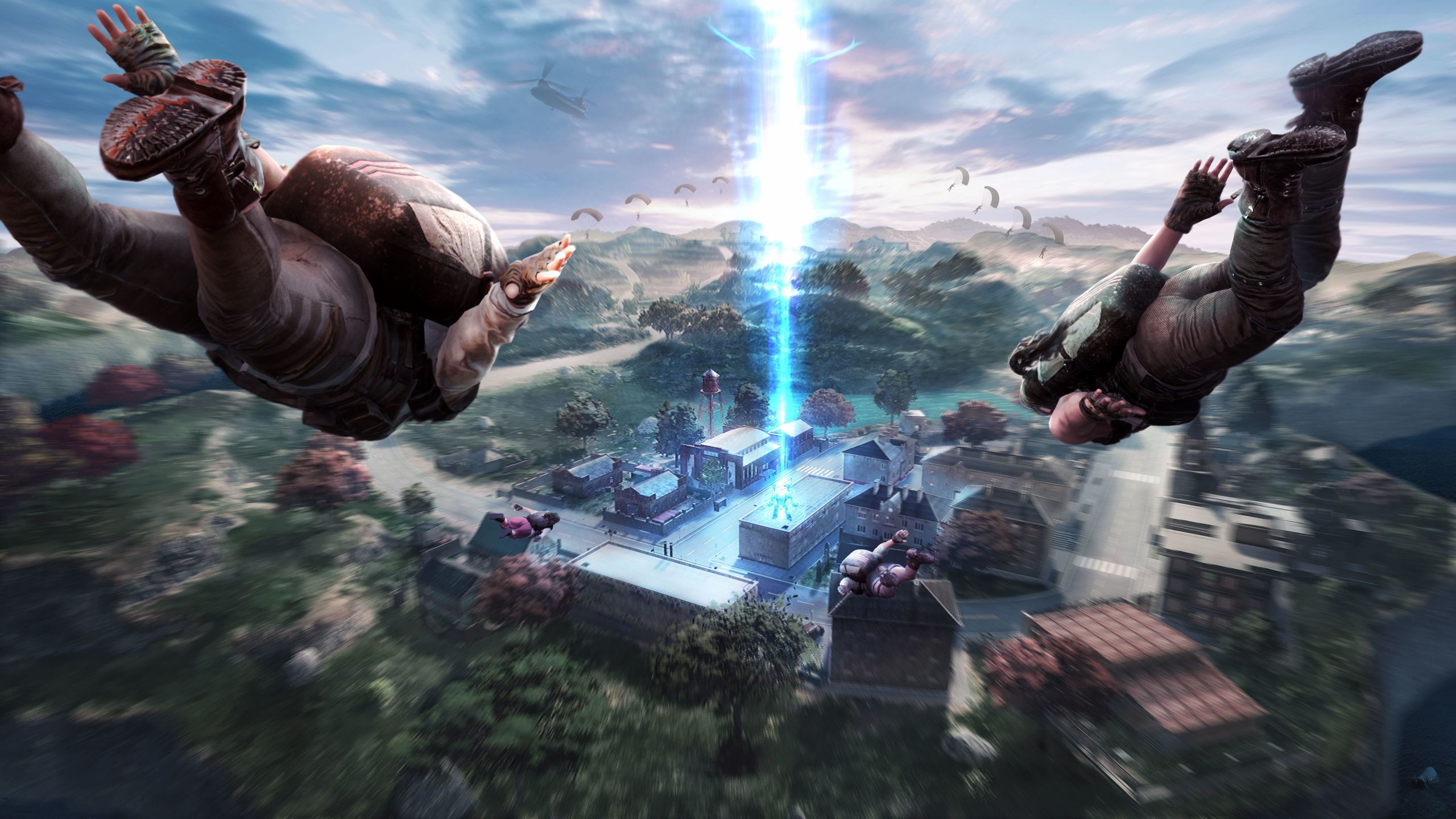 Paracadutisti PUBG in caduta, 2560x1440 2K QHD, PC