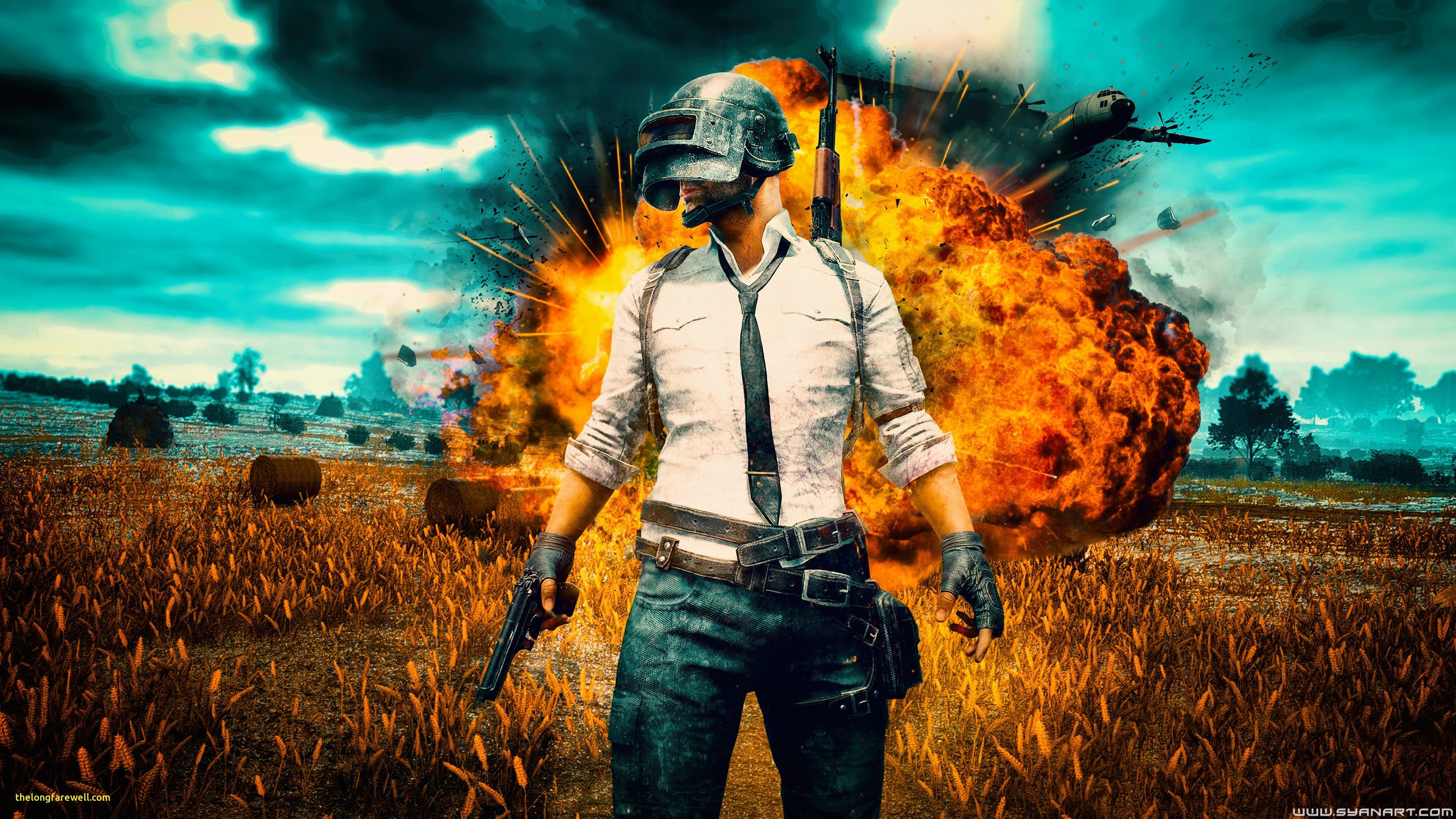 Personaggio PUBG con esplosione, 3840x2160 UHD, Monitor 4K