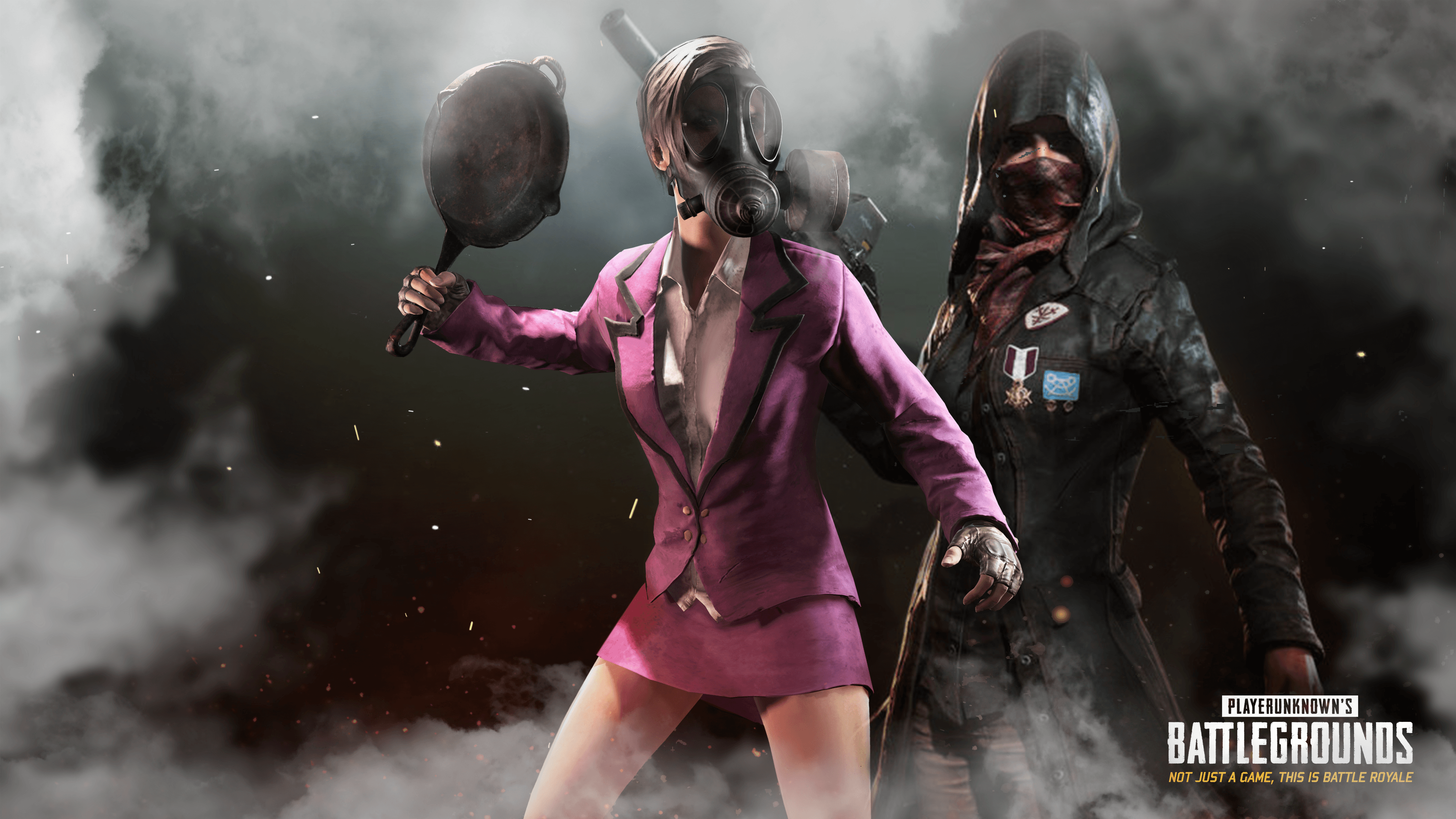 Personaggi PUBG con padella, 3840x2160 Ultra HD, Monitor 4K