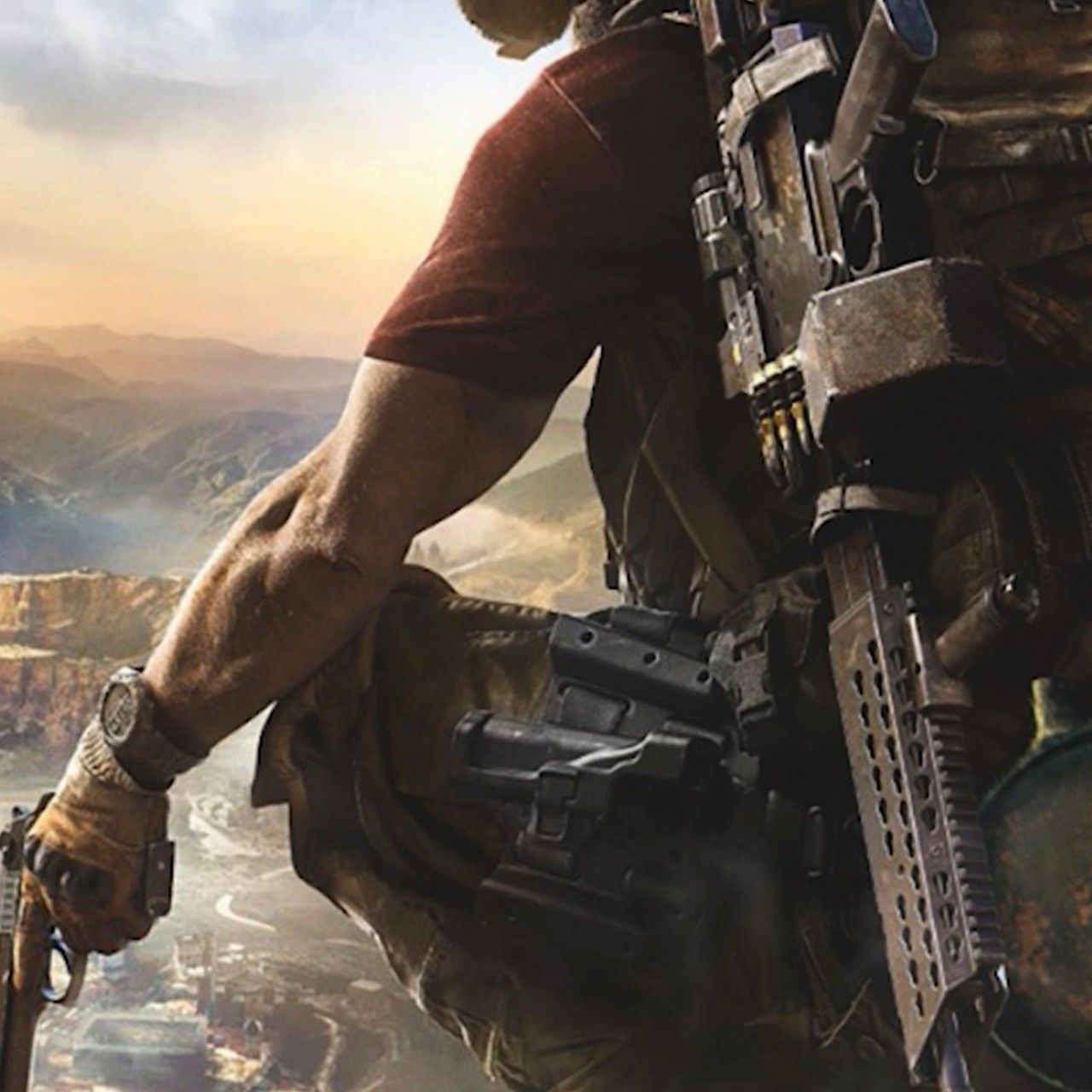 Soldato con arma su collina, 1280x1280 HD, Desktop