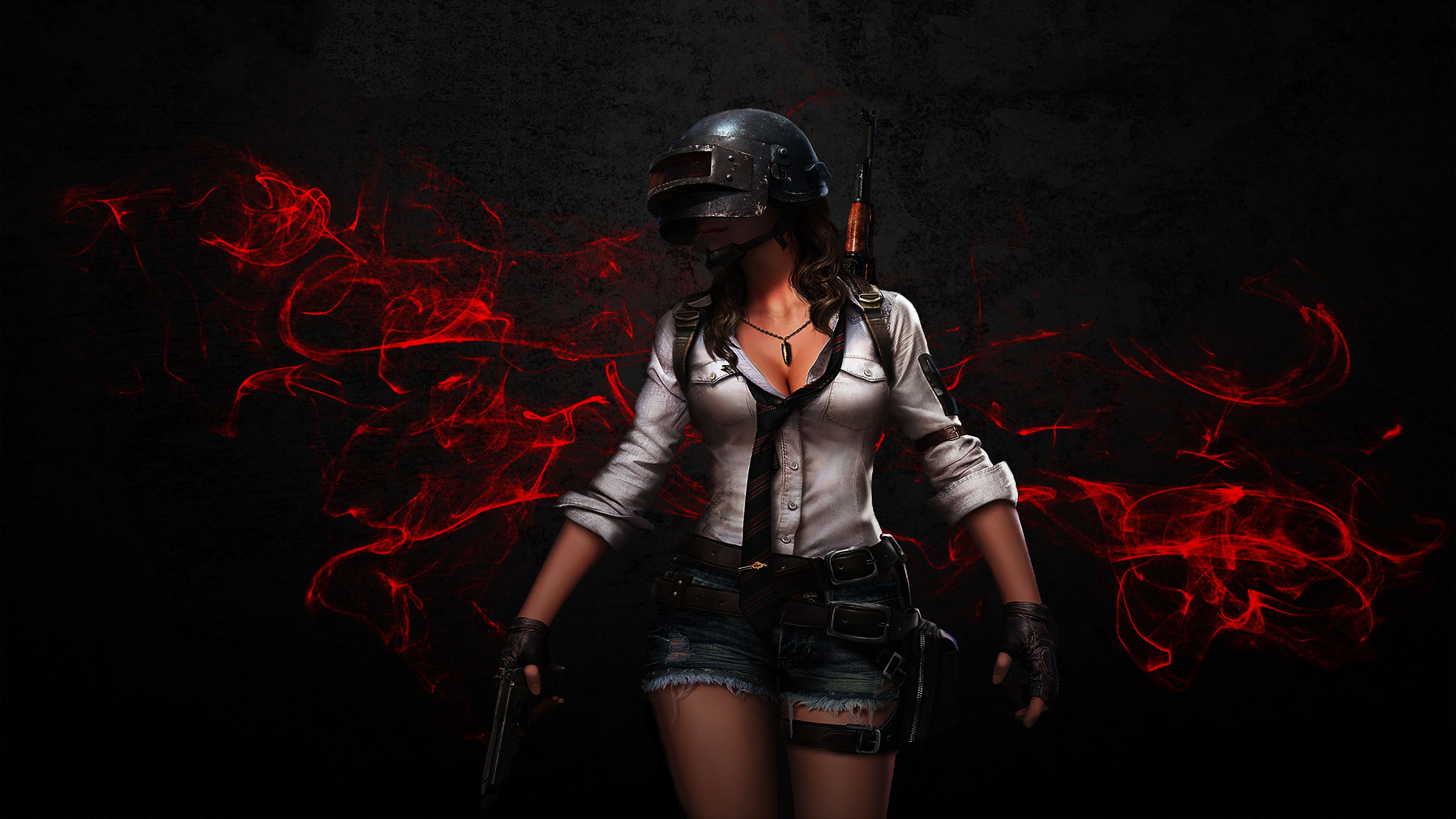 Ragazza con casco PUBG, 3840x2160 UHD, Monitor 4K