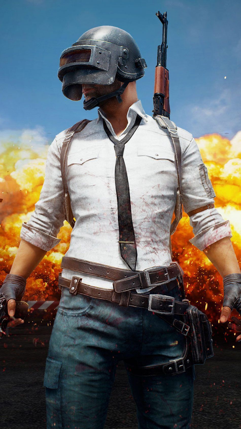 Personaggio PUBG con esplosione, battle royale, 950x1689 Full HD Verticale, Smartphone