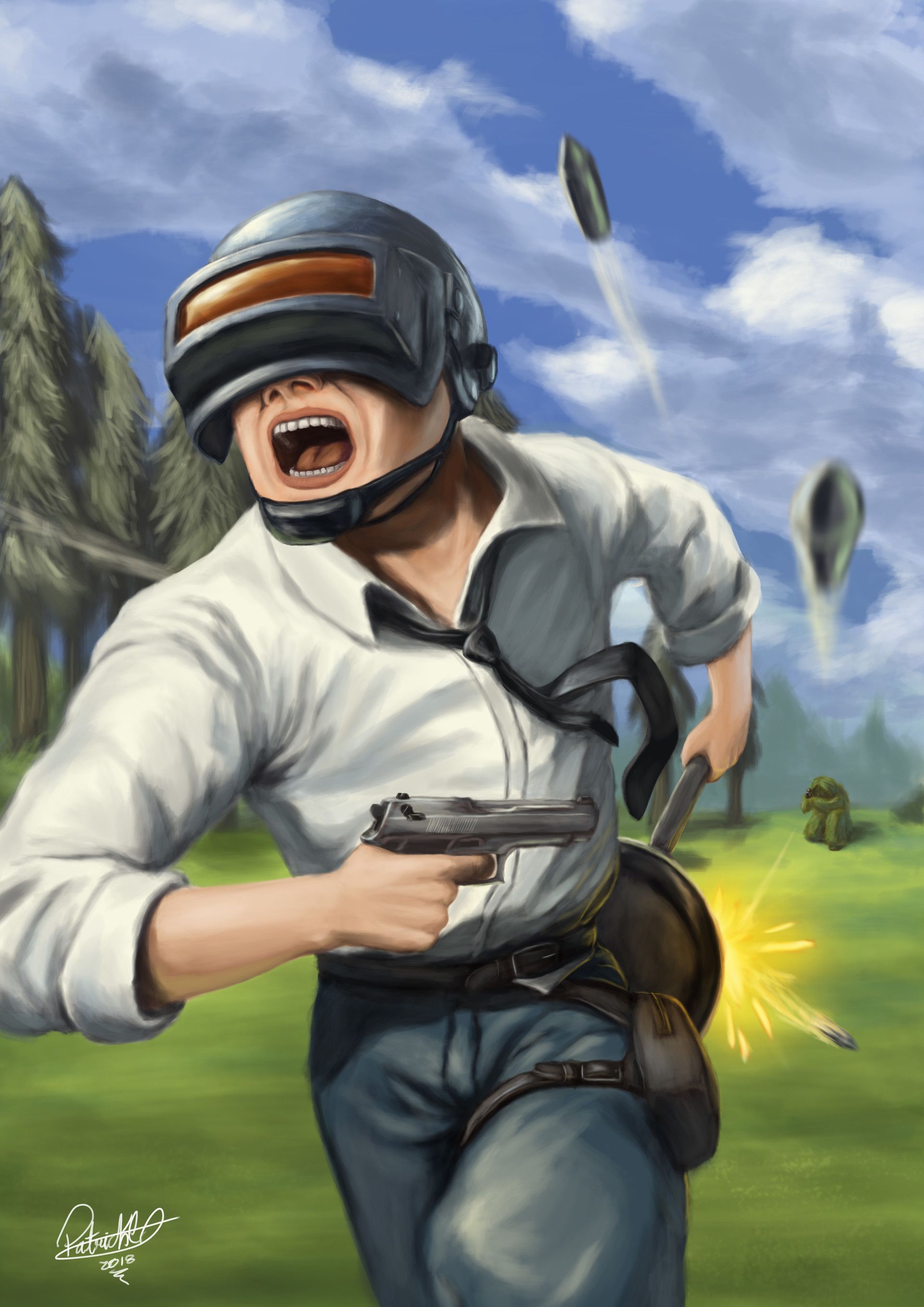 PUBG personaggio cartoon casco, battle royale, 1920x2715 Verticale, Telefono