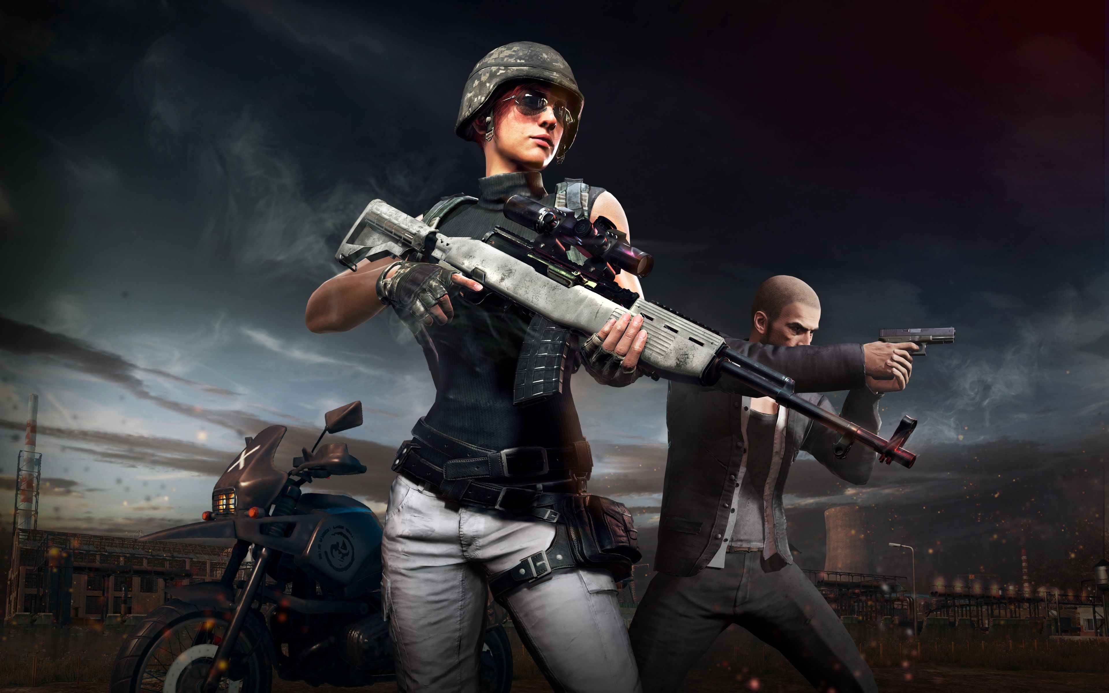 Personaggi PUBG con armi, 3840x2400 4K Ultra HD, Monitor 4K
