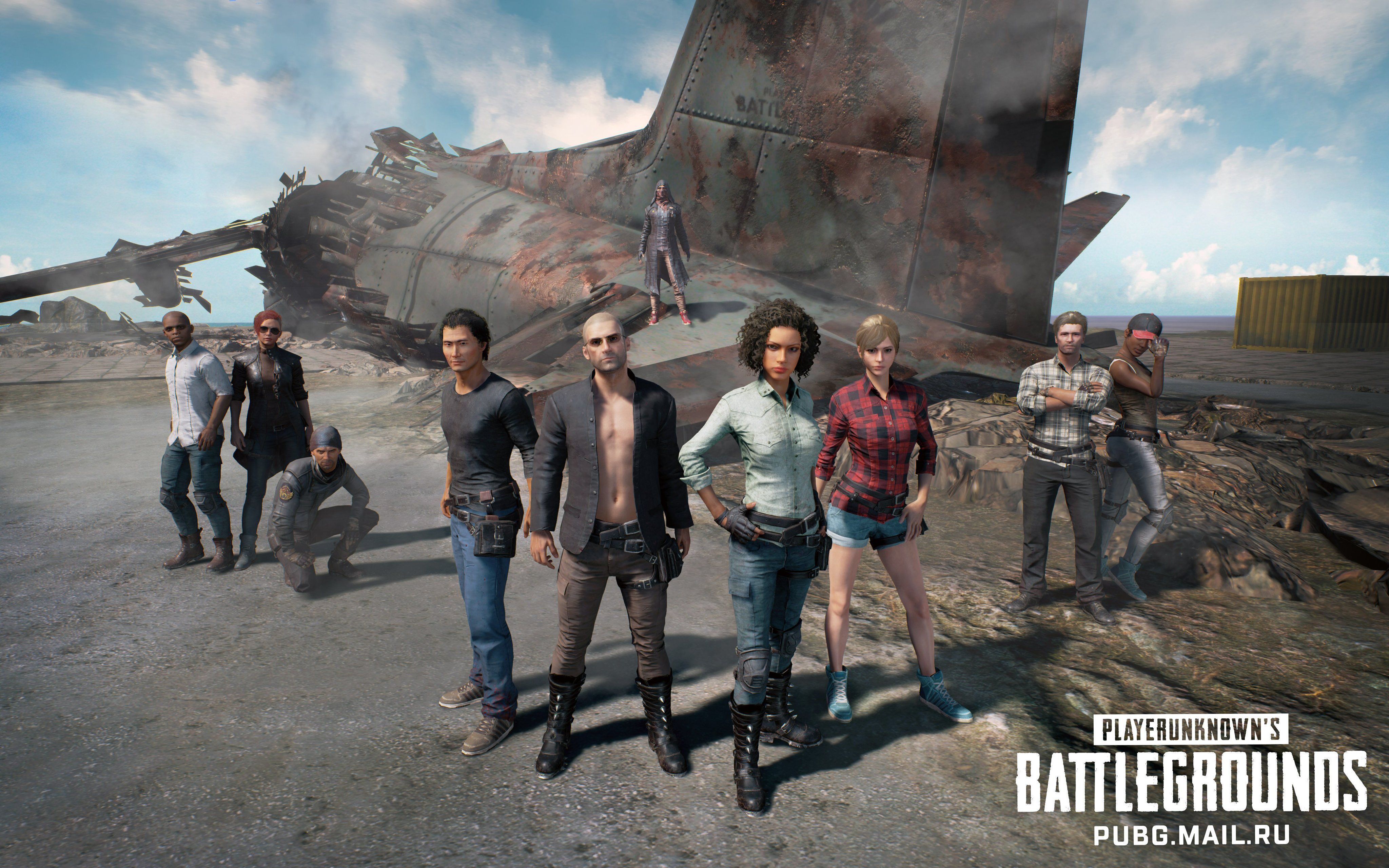 Personaggi PUBG davanti aereo, 4096x2560 UHD, PC 4K