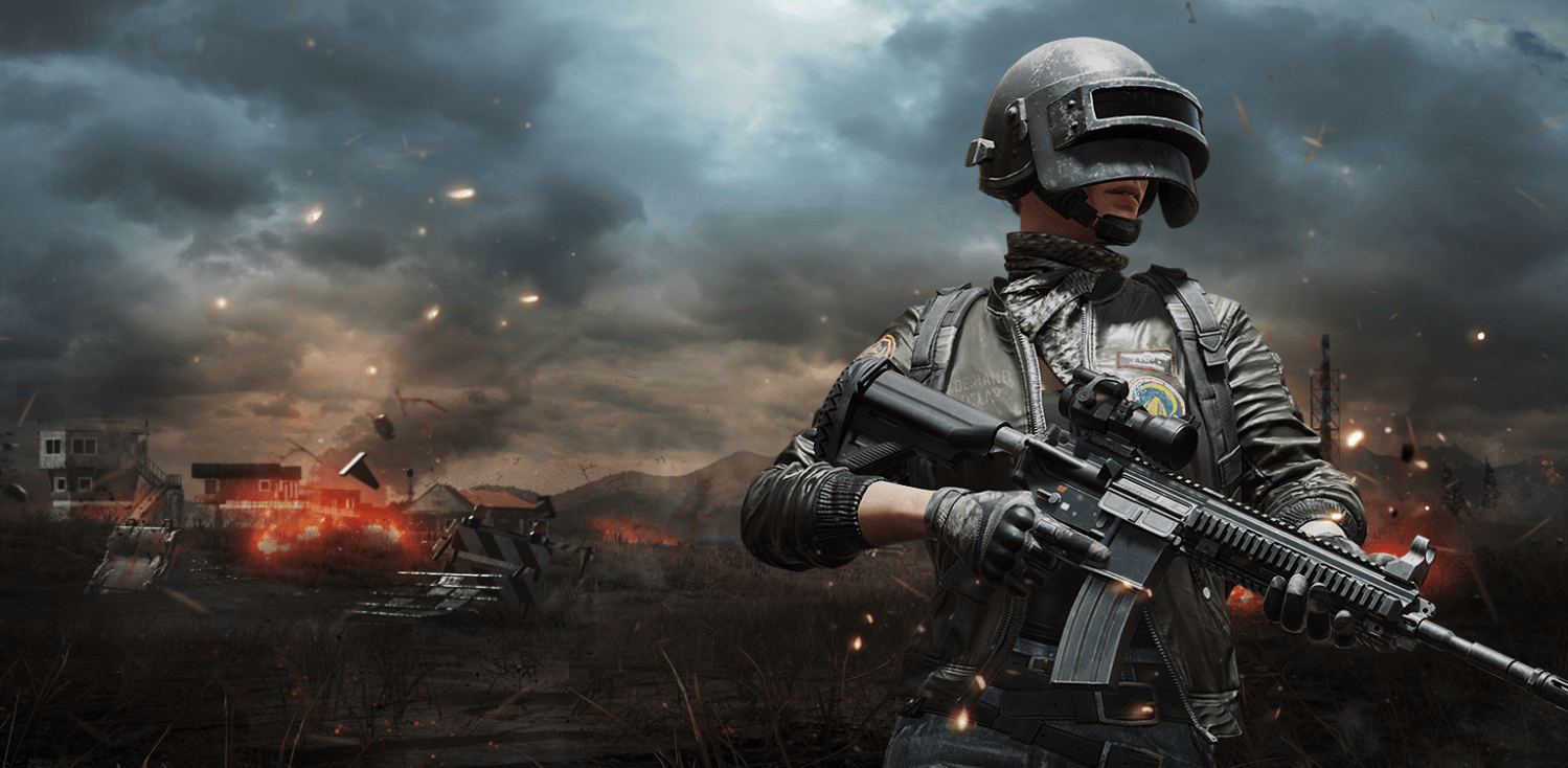 Personaggio PUBG con casco e fucile, 1499x734 720p, iMac