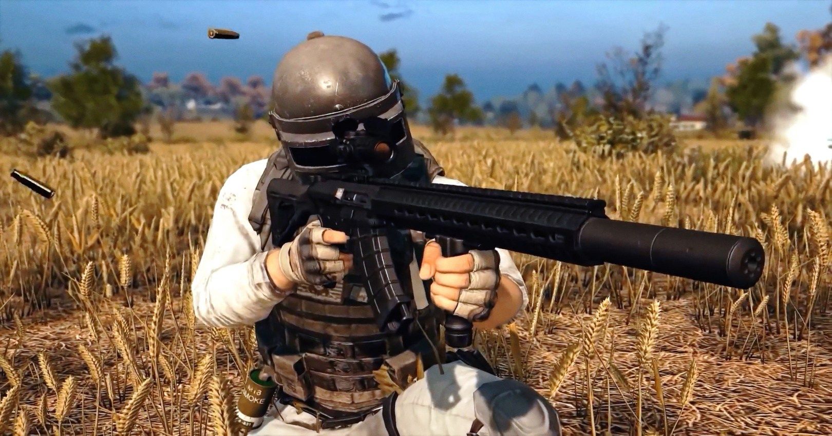 Soldato PUBG con fucile in campo, 1620x850 HD Ready, PC Desktop