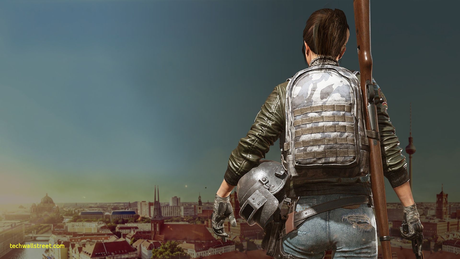 Personaggio PUBG con zaino e casco, 1920x1080 Full HD, Laptop
