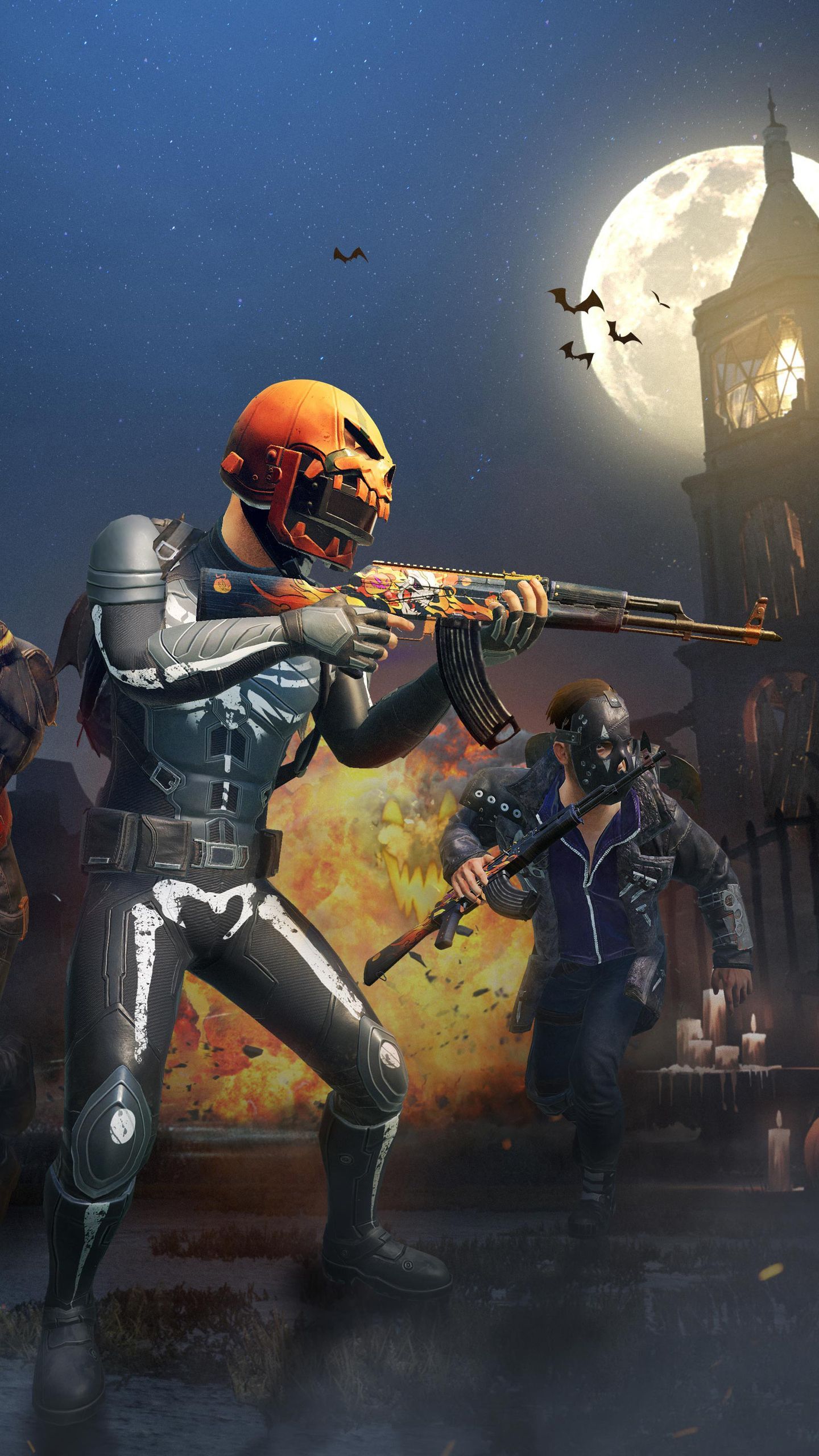 Personaggi PUBG casco arancione, 1440x2560 Full HD Verticale, Smartphone