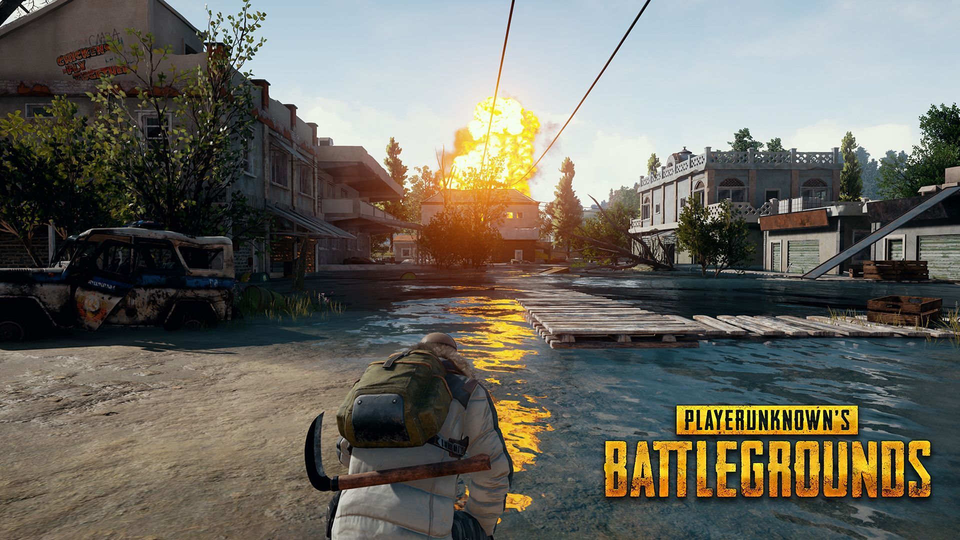 Personaggio PUBG con esplosione, 3850x2150 UHD, PC 4K