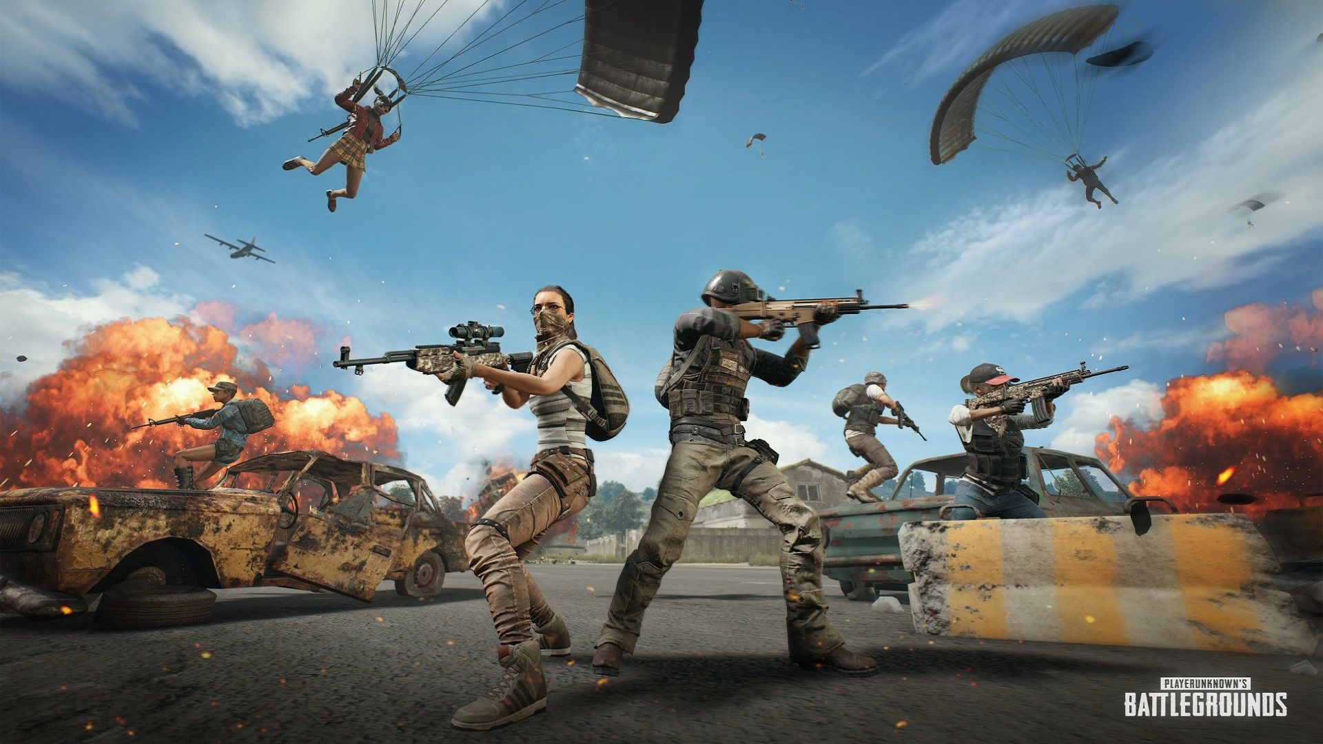Battaglia PUBG con paracadutisti, 1920x1080 Full HD 1080p, Desktop