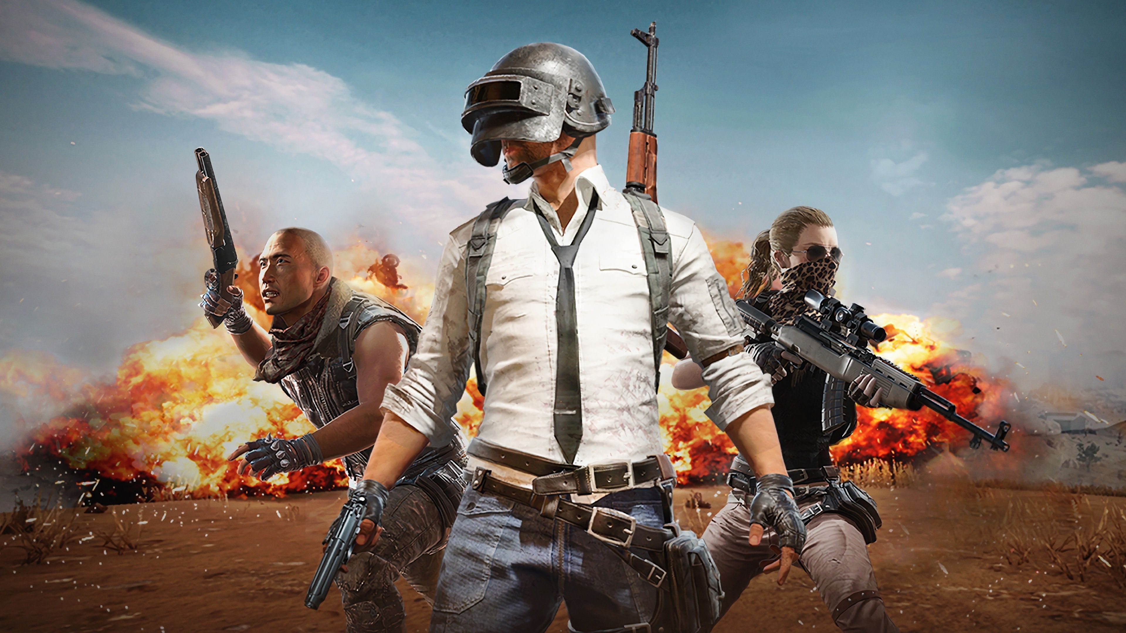 Personaggi PUBG con esplosioni, 3840x2160 UHD, PC 4K