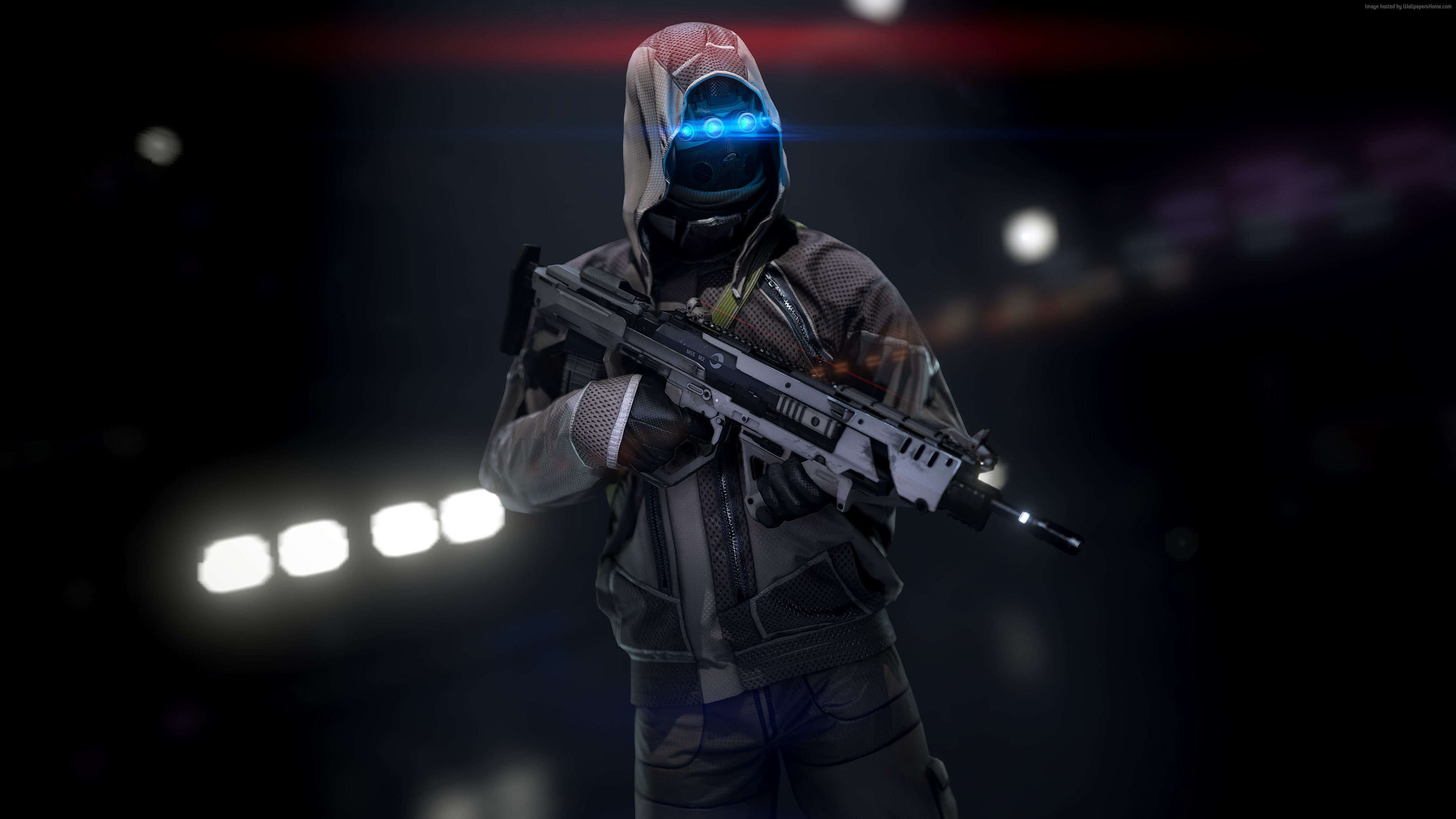 Personaggio PUBG con arma e casco, 3840x2160 Ultra HD, 4K TV