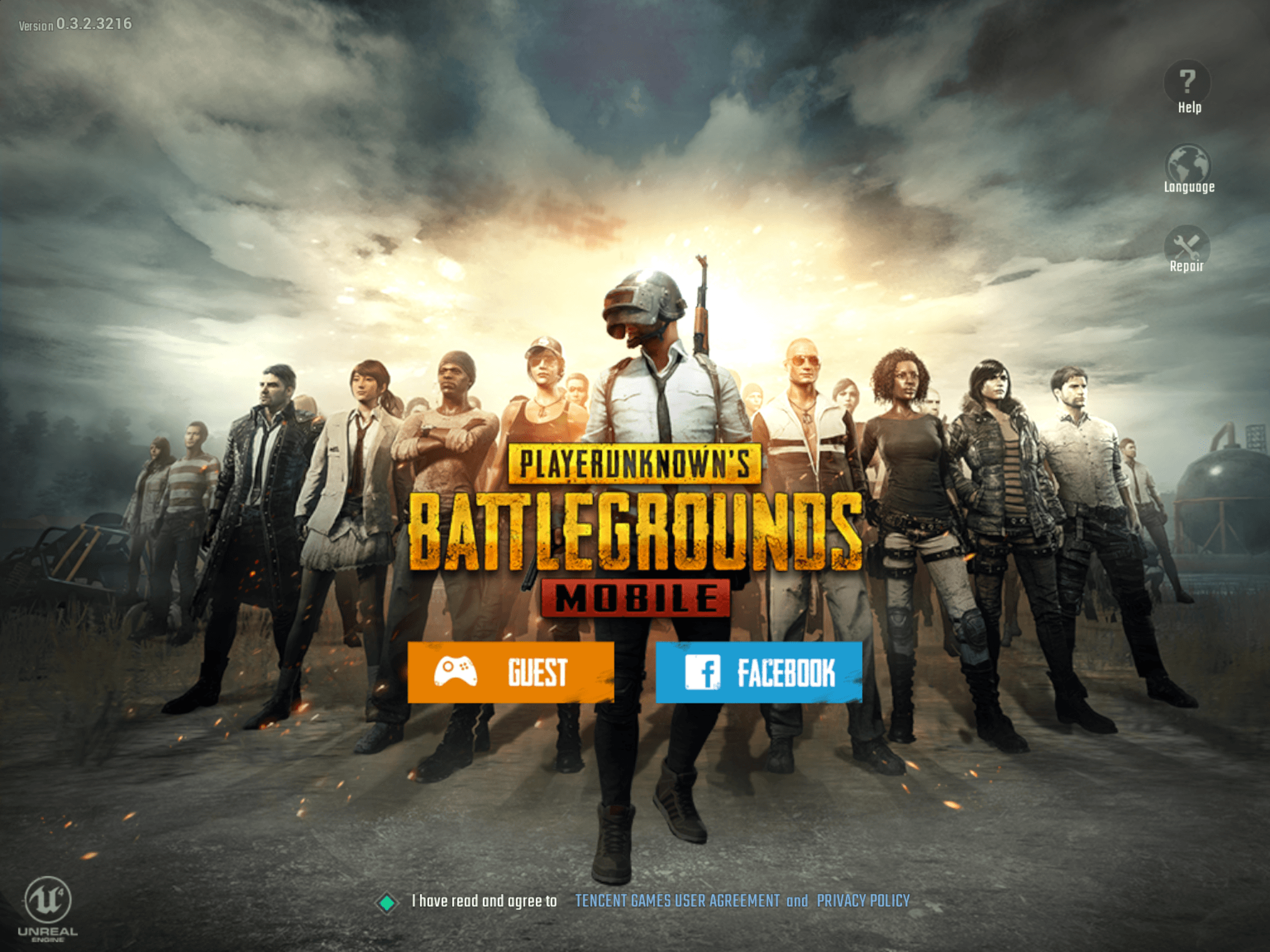 Schermata login PUBG Mobile, 2048x1536 Hi-Res, PC