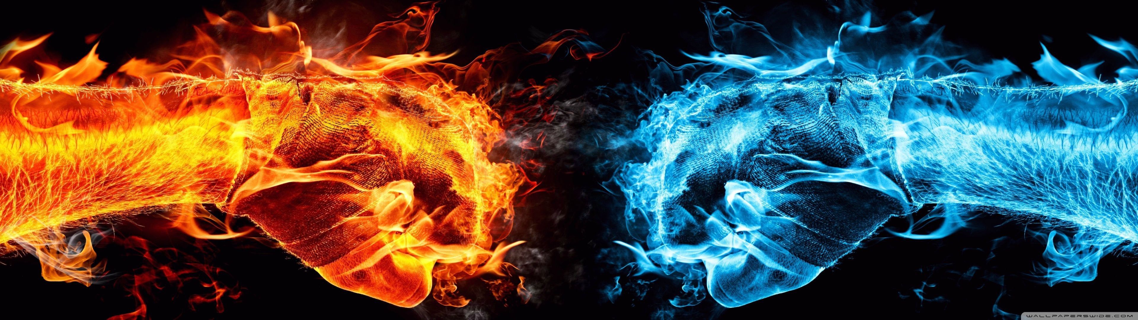 Pugni di fuoco e ghiaccio, 3840x1080 Ultrawide, Dual Monitor