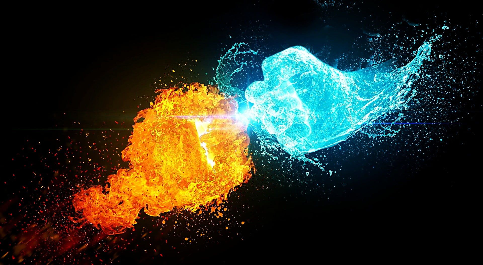 Pugni di fuoco e acqua, 1920x1055 Full HD, PC Desktop
