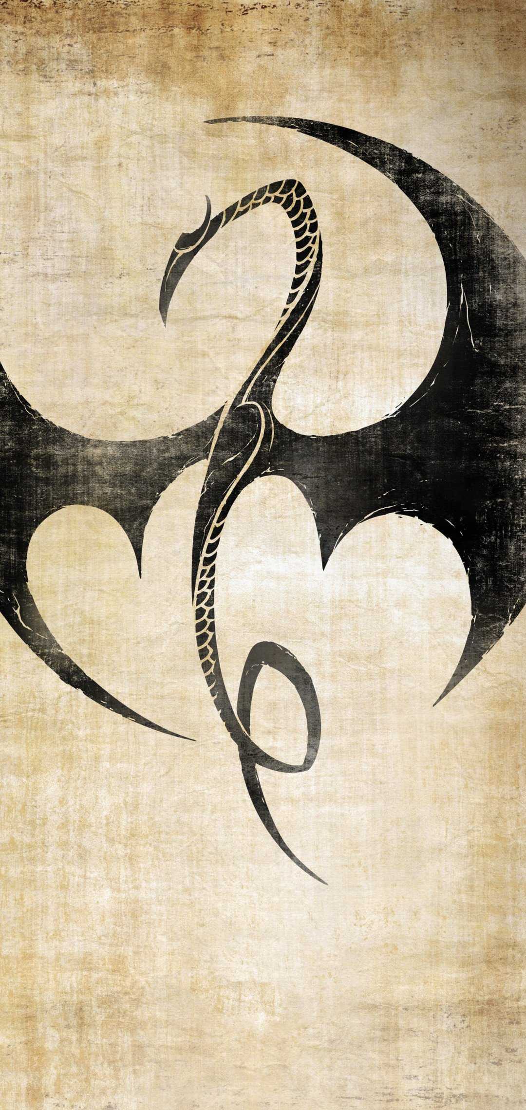 Iron Fist logo drago nero, 1080x2280 Full HD Verticale, Smartphone