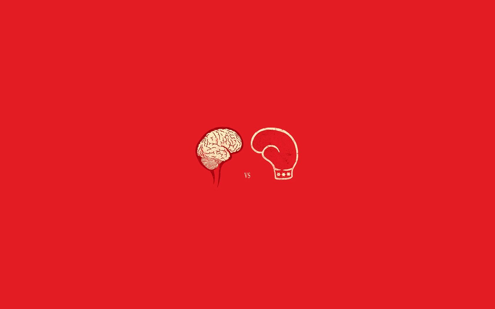 Cervello contro pugno, sfondo rosso, 1680x1050 HD Ready, Desktop