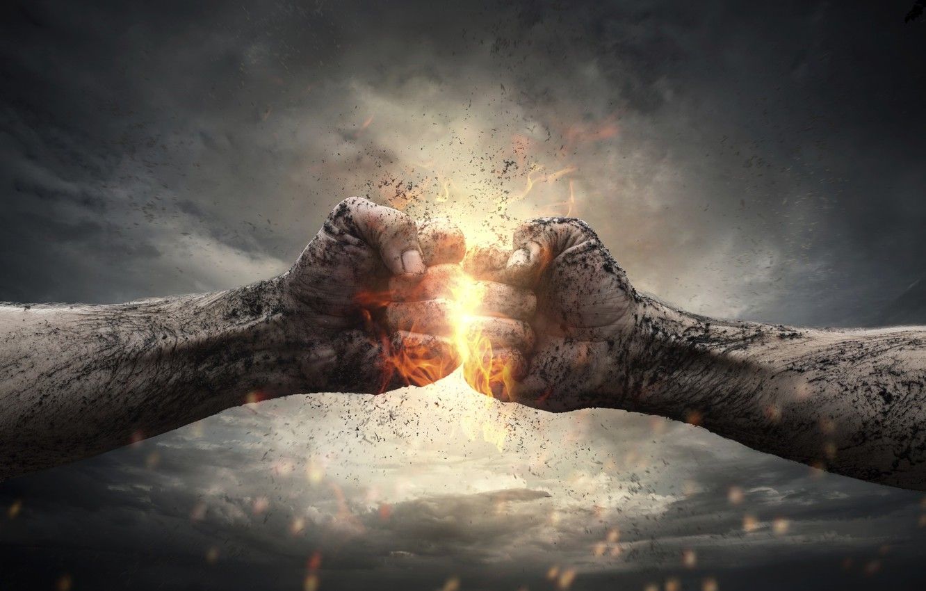 Pugni che si scontrano con energia, 1332x850 720p, PC
