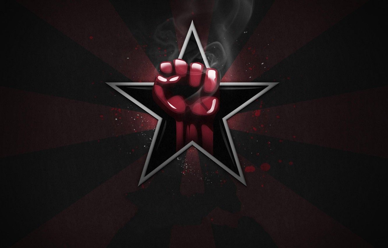 Stella con pugno rosso comunista, 1332x850 HD, Desktop