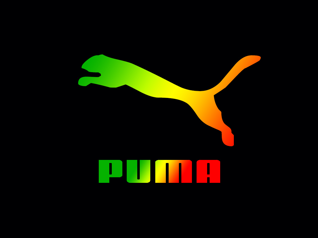Logo Puma multicolore sfondo nero, 1024x768 HD, Laptop