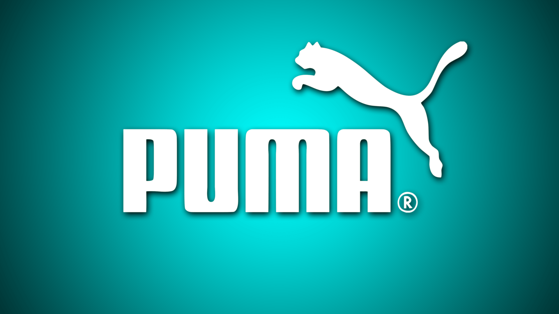 Logo Puma sfondo turchese, 1920x1080 1080p, Desktop