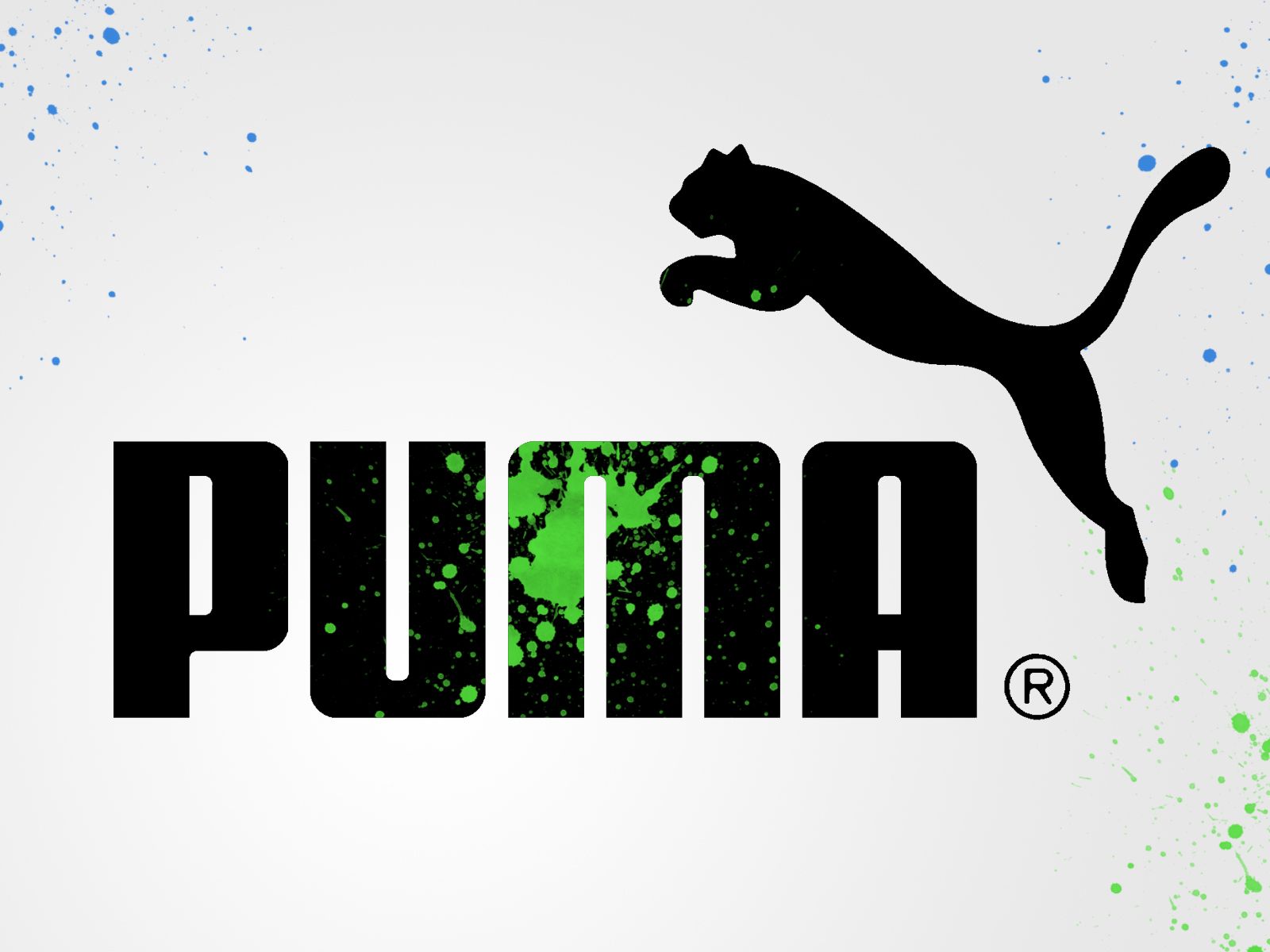 Logo Puma con schizzi verdi, 1600x1200 900p, Laptop
