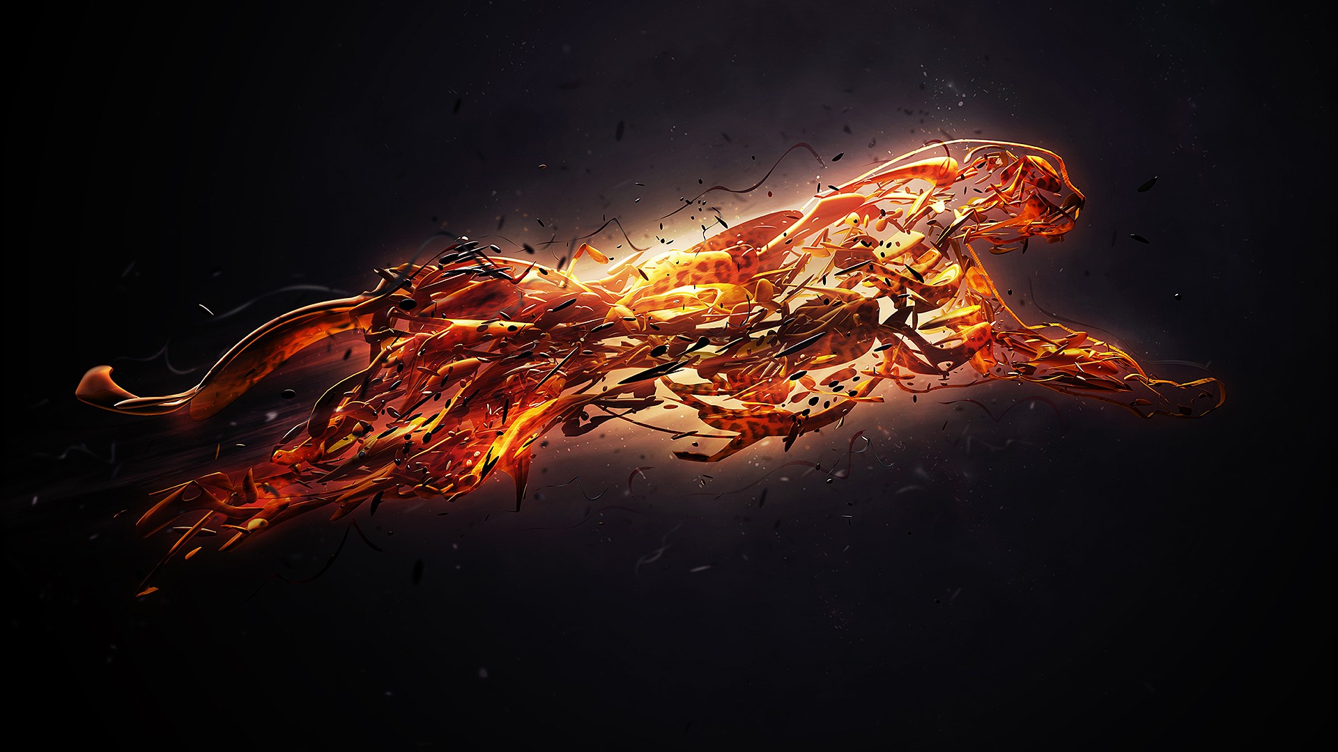 Puma astratto fuoco arancione, 1920x1080 1080p, PC Desktop