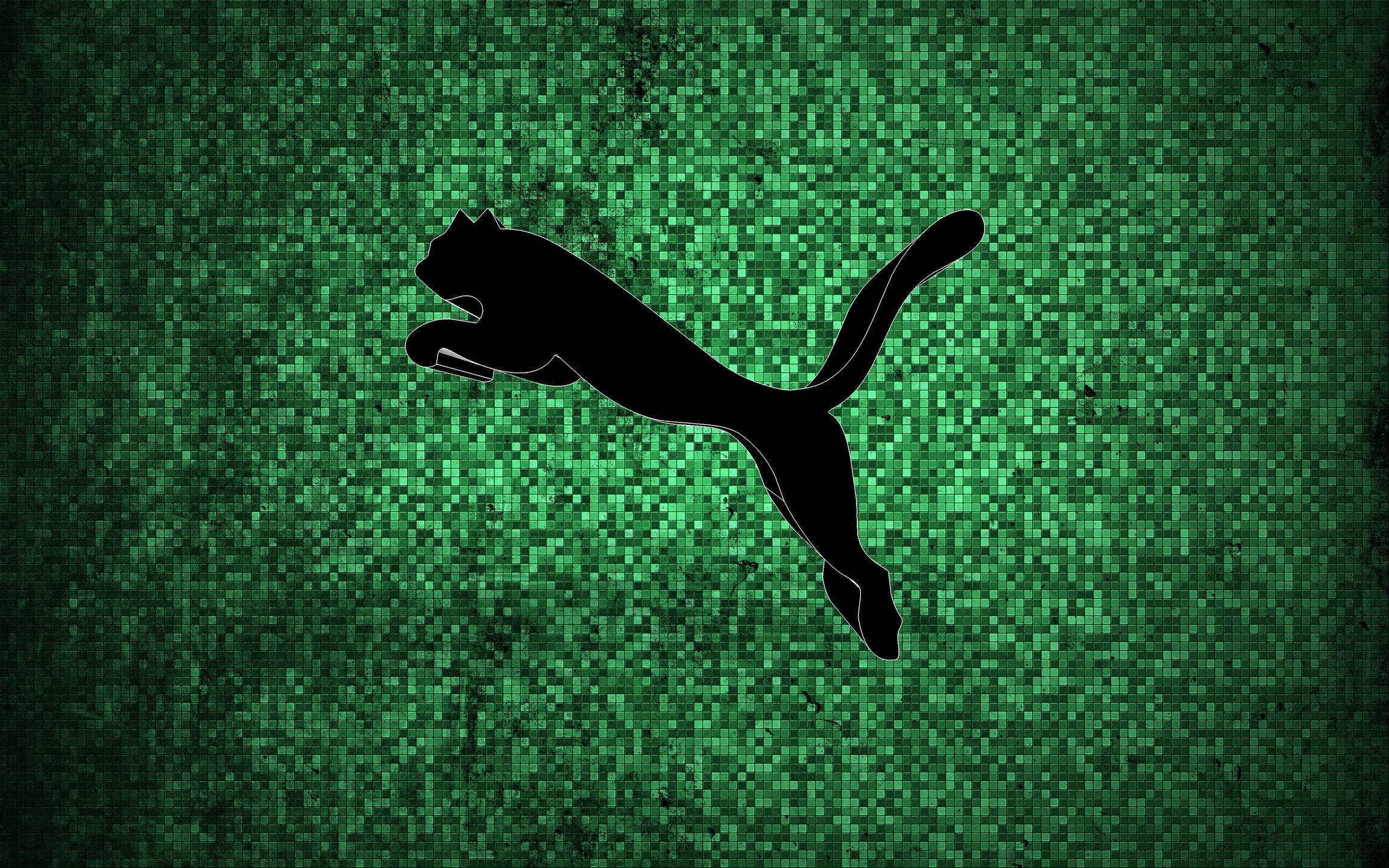 Logo Puma nero su verde, 2304x1440 alta risoluzione, PC
