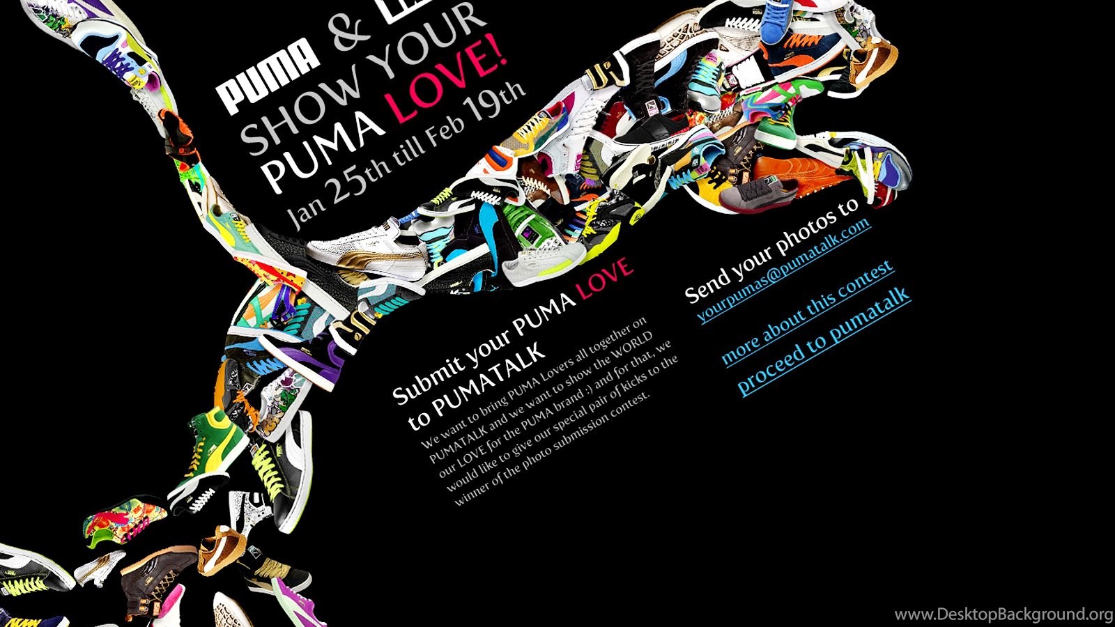 Logo Puma sneakers colorate, 1600x900 HD, PC