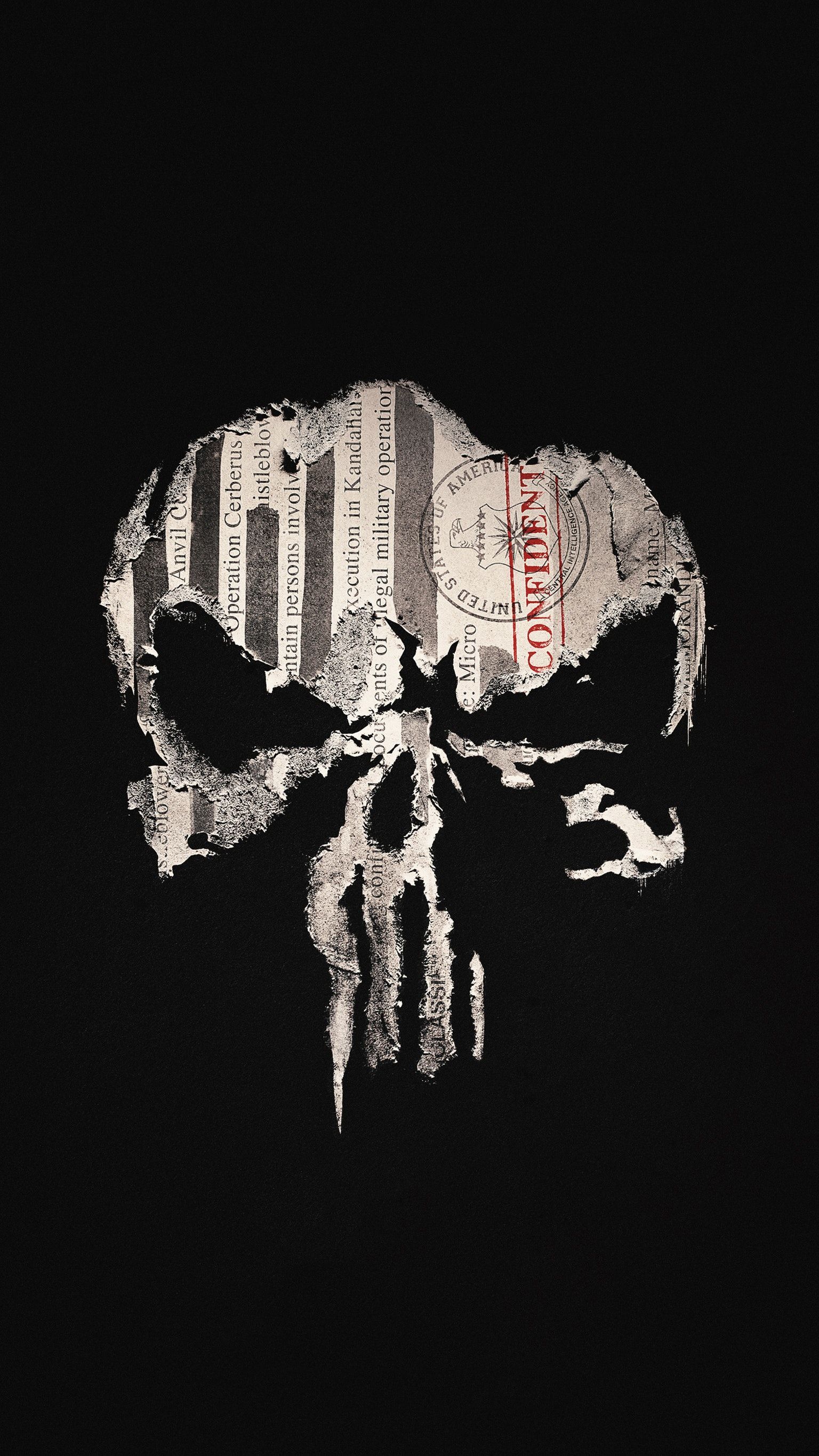 Teschio Punisher bandiera americana, 1536x2732 Verticale, iPhone Plus