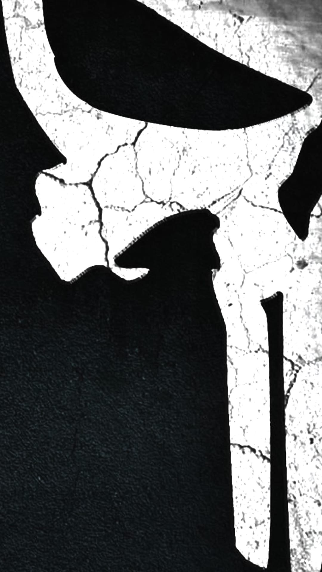 Teschio Punisher bianco nero, 1080x1920 Verticale, iPhone Pro Max