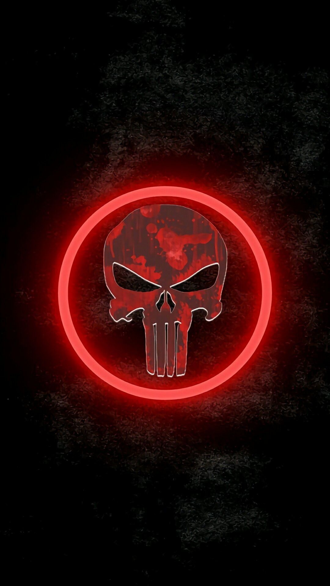 Teschio Punisher rosso neon, 1080x1920 Full HD Verticale, iPhone Pro