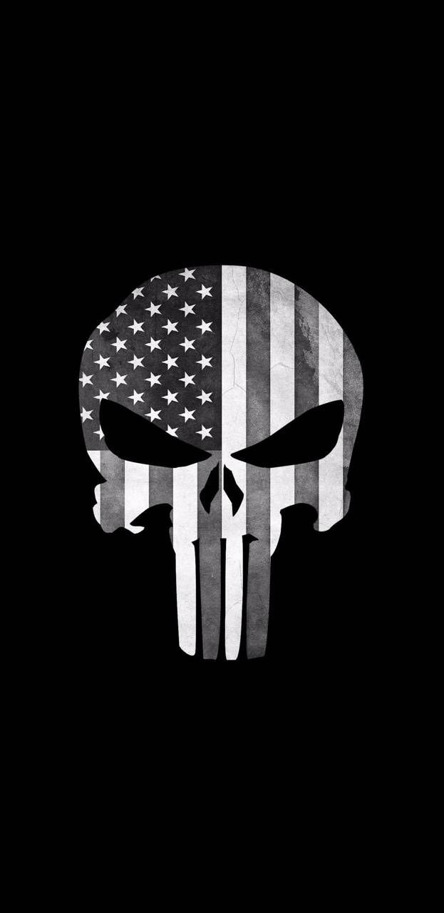 Teschio Punisher bandiera americana, 623x1280 Full HD Verticale, iPhone Pro