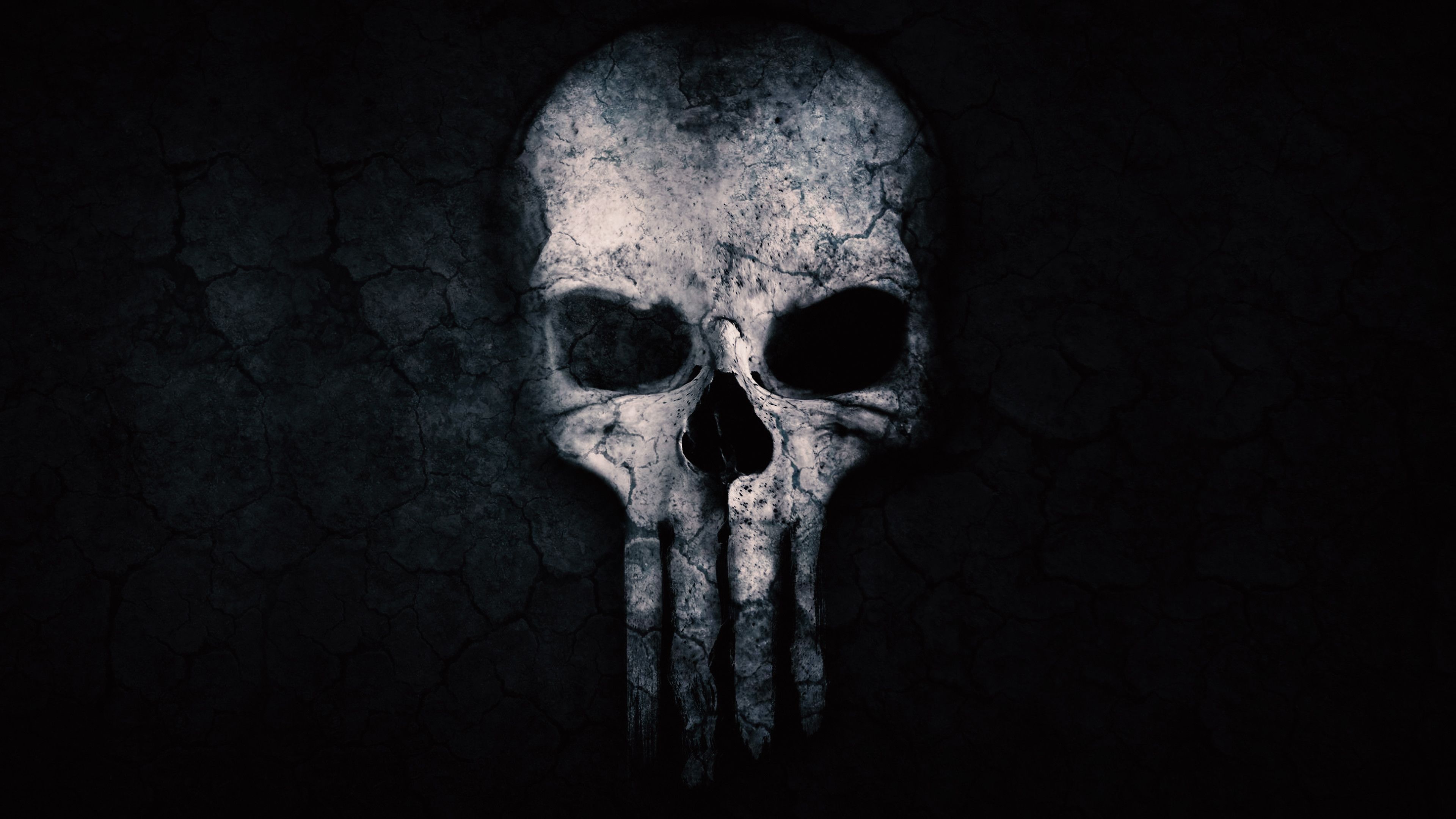 Teschio del Punisher nero, 3840x2160 4K, Monitor 4K