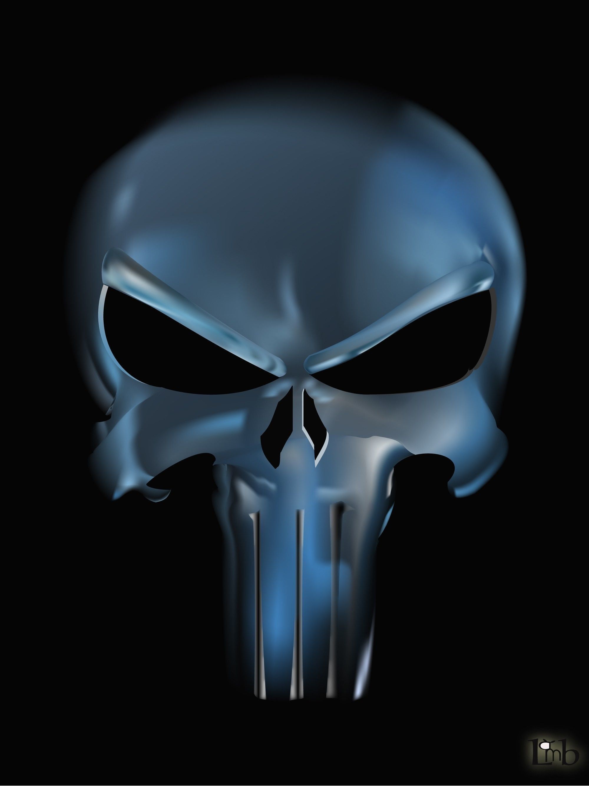 Teschio Punisher metallico blu, 2000x2667 Full HD Verticale, iPhone Air