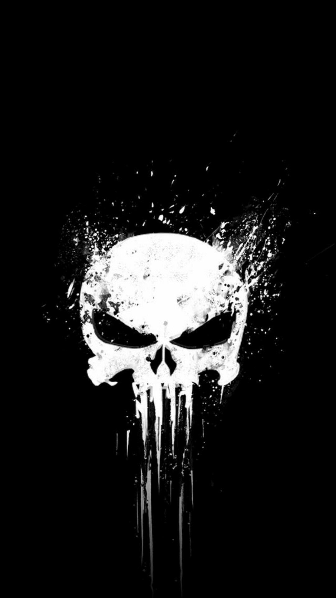 Teschio Punisher bianco e nero, 1080x1920 Verticale, iPhone