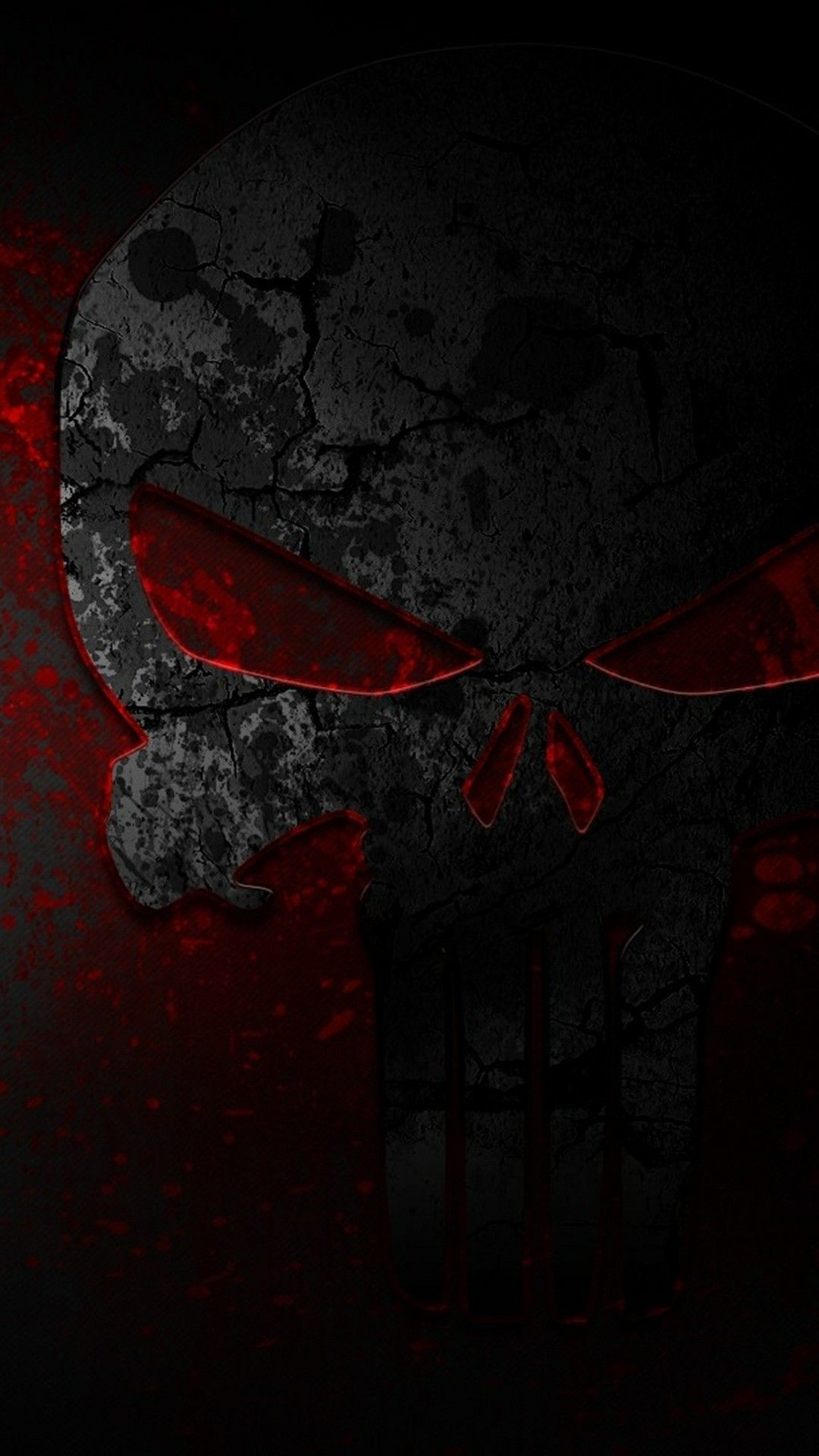 Teschio Punisher rosso nero, 1080x1920 Verticale, iPhone Plus