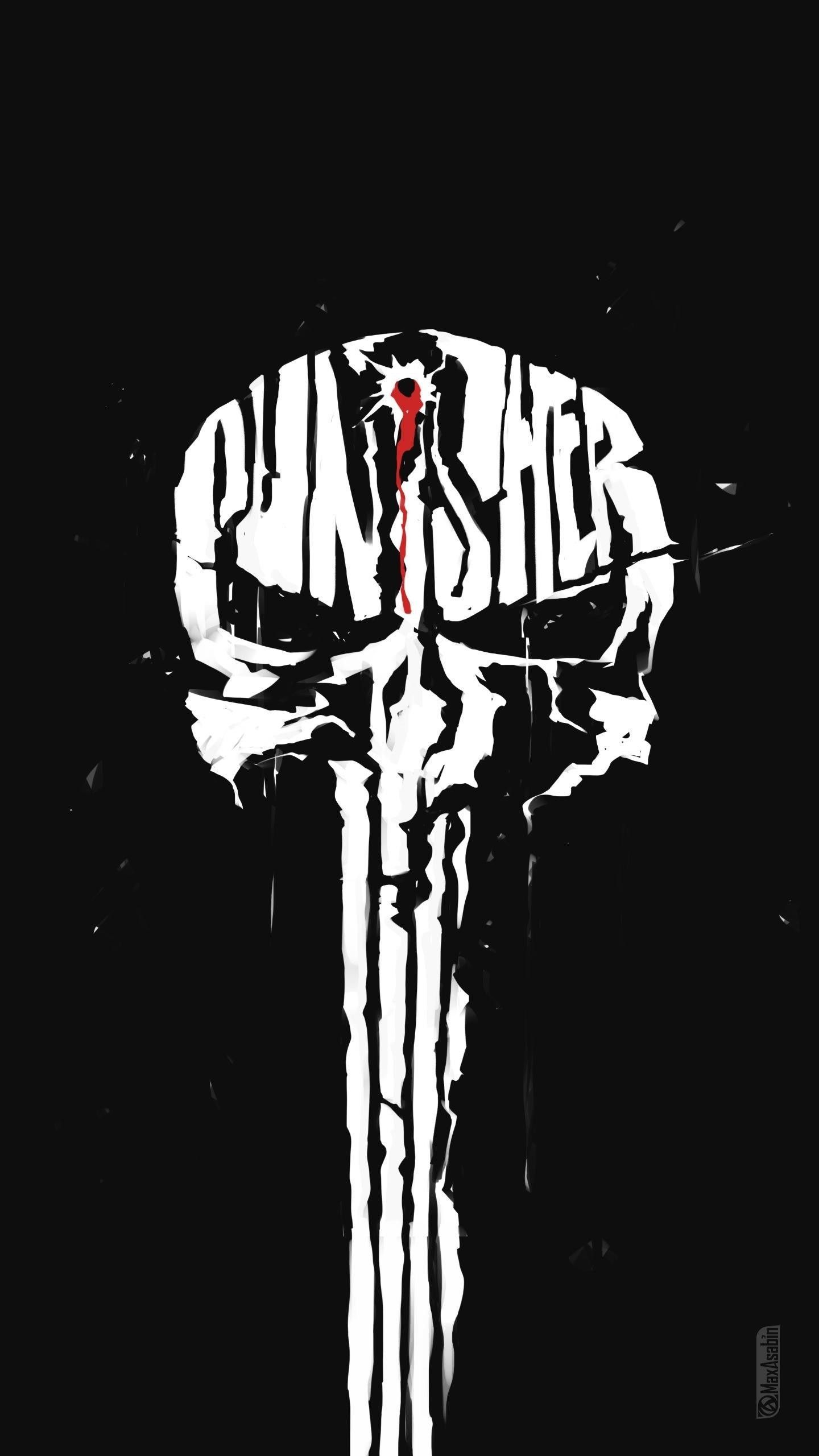 Teschio Punisher bianco nero, 1440x2560 Full HD Verticale, iPhone Pro Max