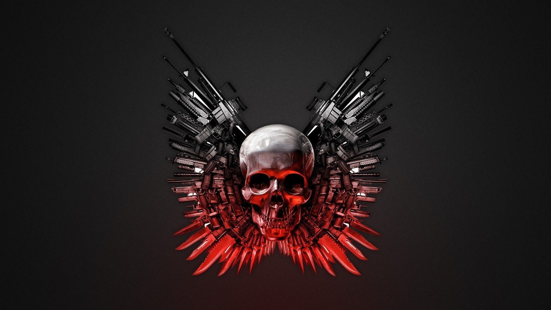 Teschio Punisher con armi, 1920x1080 Full HD, PC Desktop