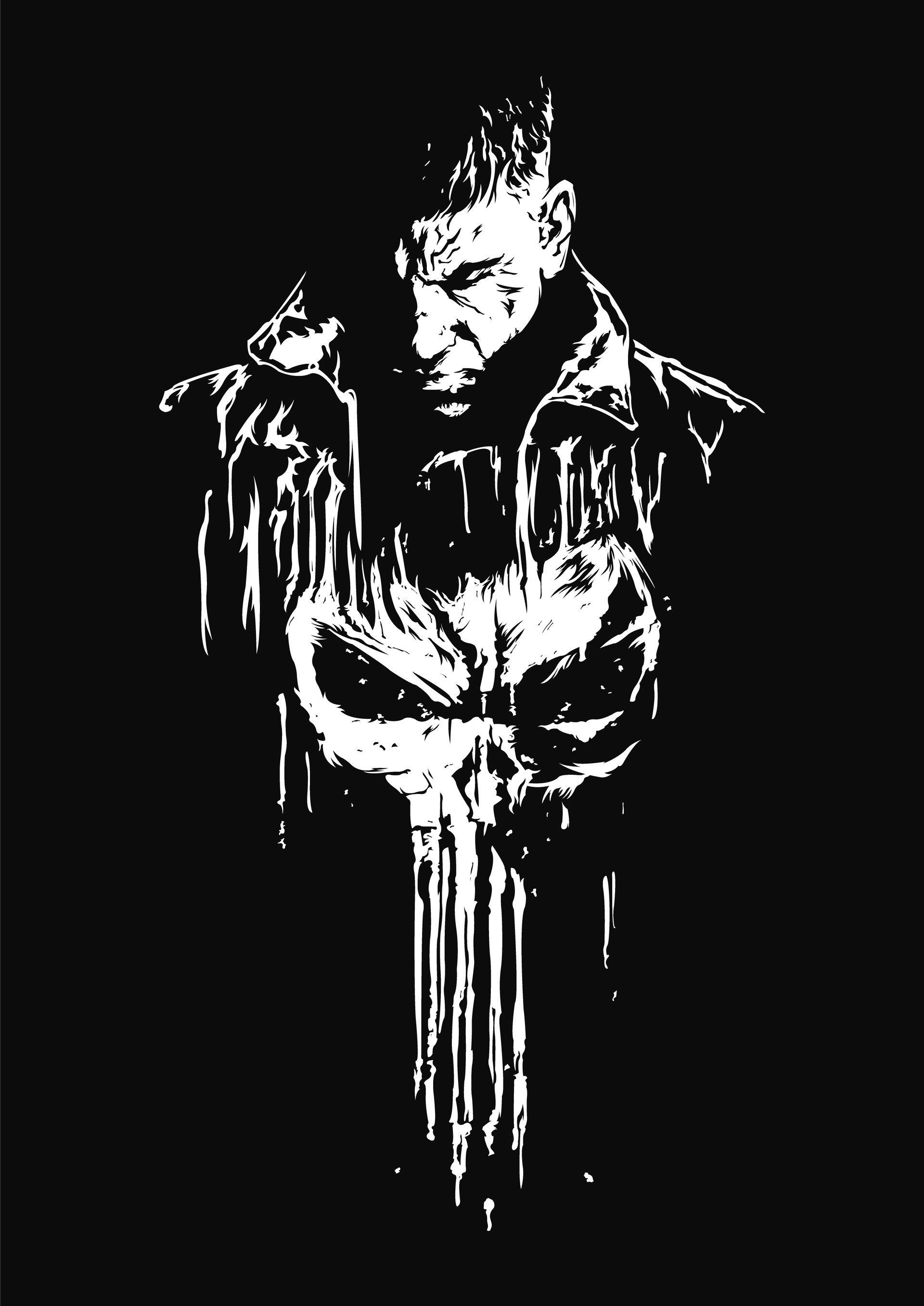 Teschio Punisher bianco nero, 1920x2714 Full HD Verticale, iPhone Air