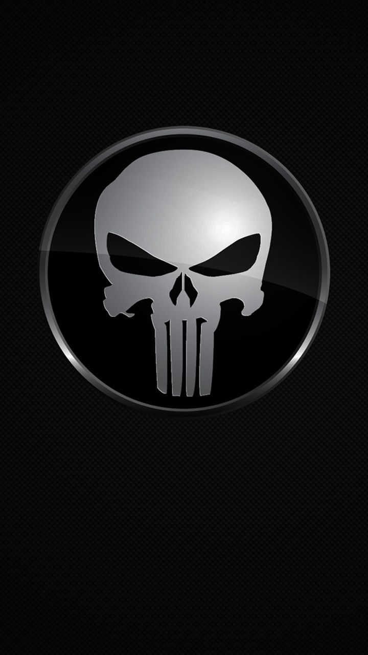 Teschio Punisher logo cerchio, 720x1280 Verticale, iPhone Plus