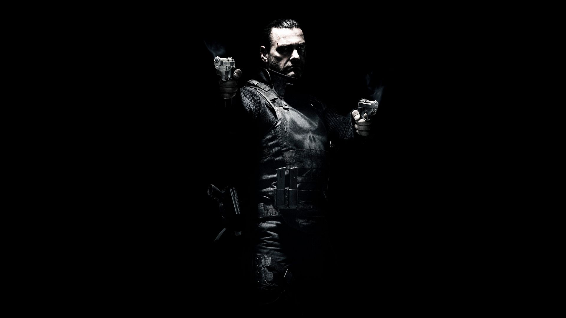 Punisher con pistole sfondo nero, 1920x1080 1080p, Desktop