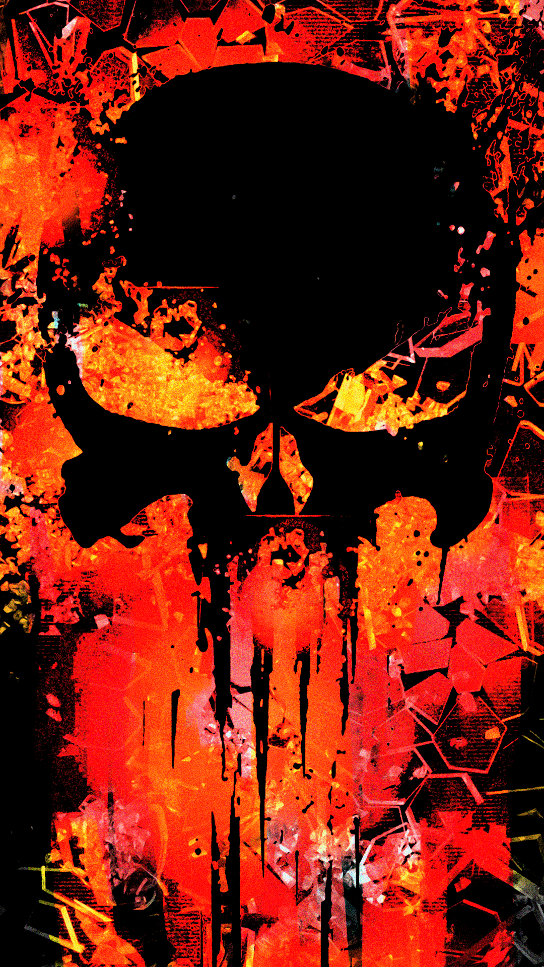 Teschio Punisher rosso fiamme, 1080x1920 Verticale, iPhone Pro Max