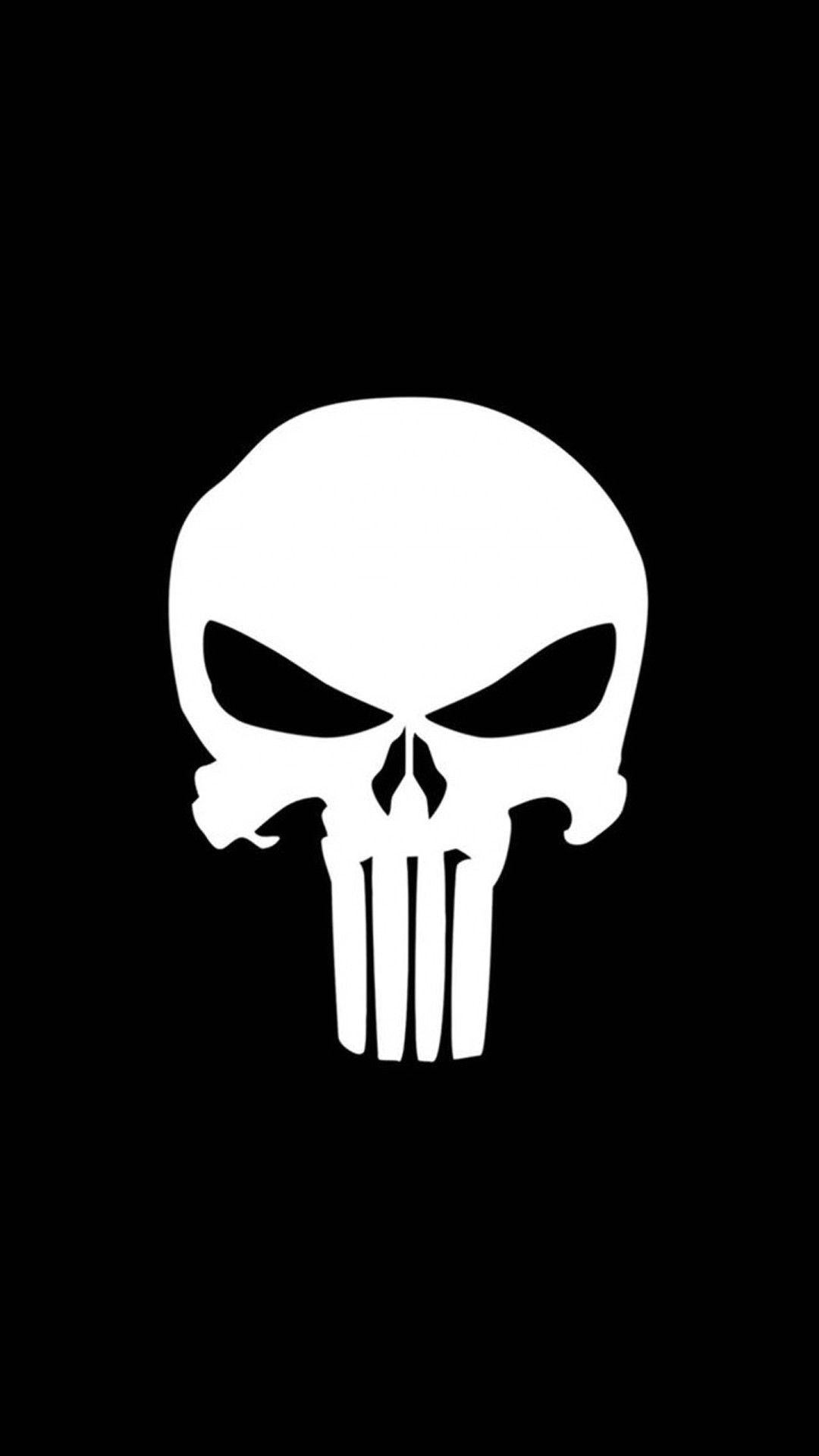 Teschio Punisher bianco nero, 1080x1920 Verticale, iPhone Plus
