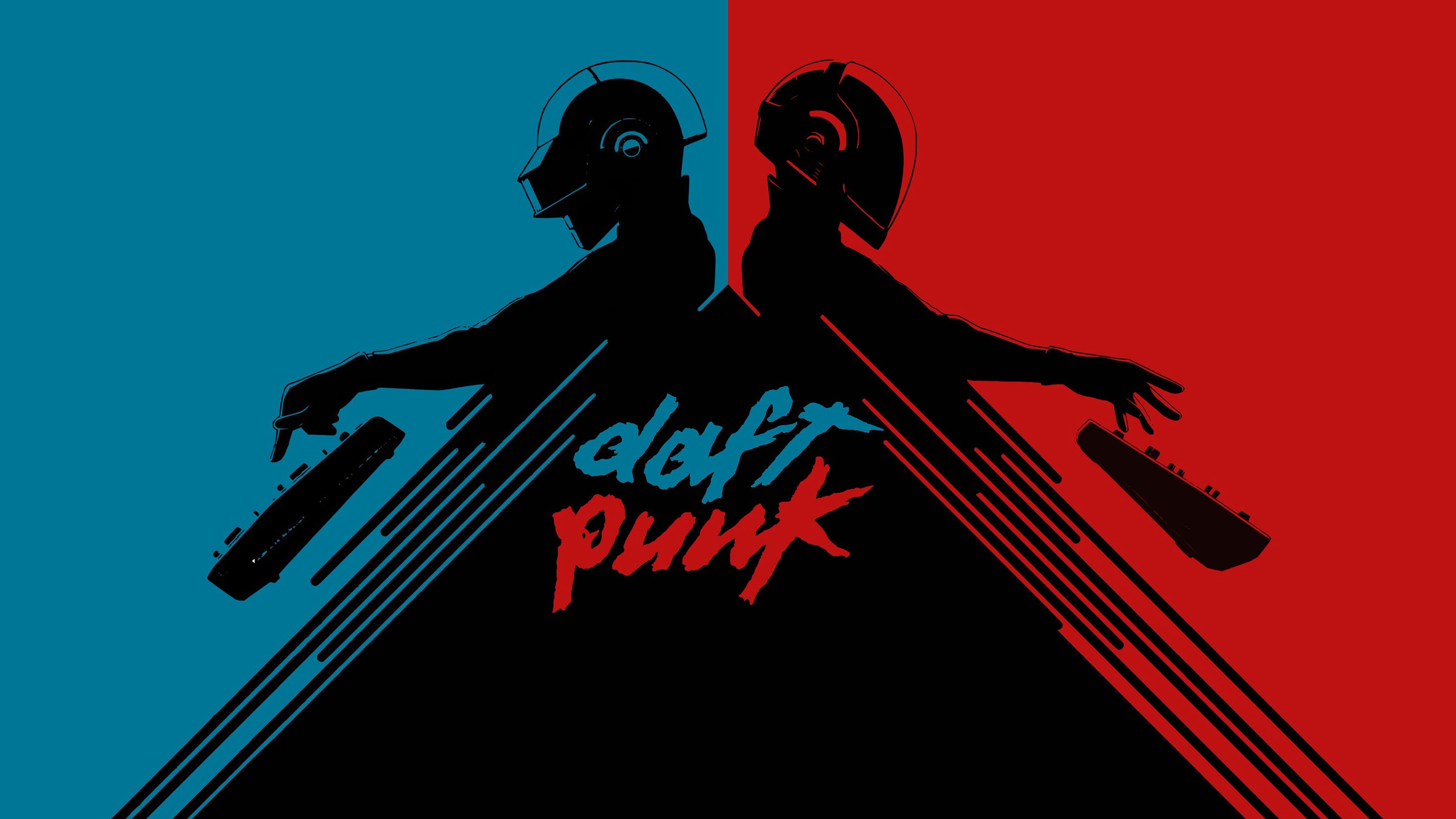 Daft Punk silhouette rosso blu, 3200x1800 2K+, Monitor Gaming
