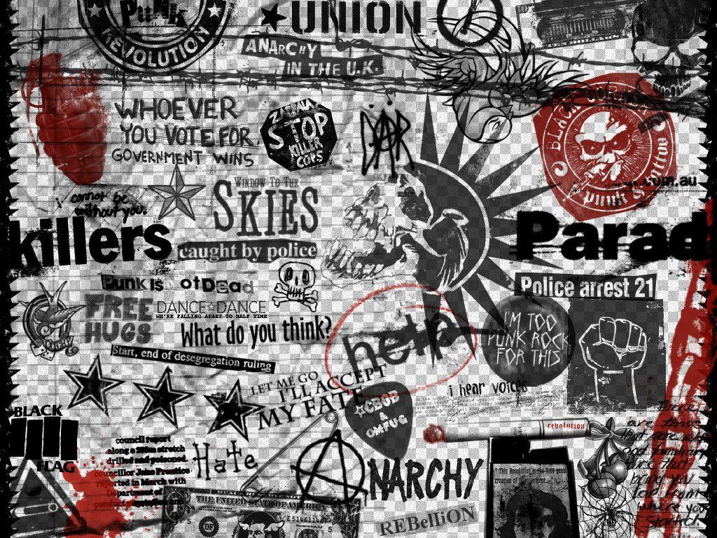 Collage adesivi punk anarchia, 1024x768 HD, Desktop