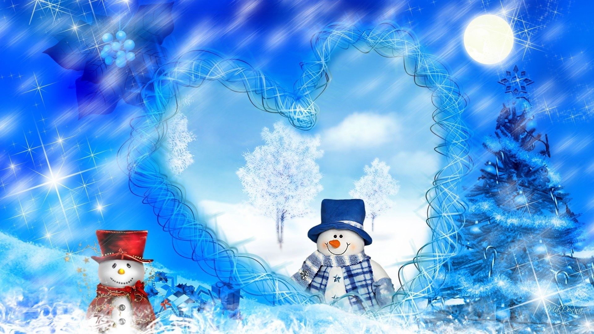 Pupazzi di neve con cuore ghiacciato, 1920x1080 1080p, Laptop
