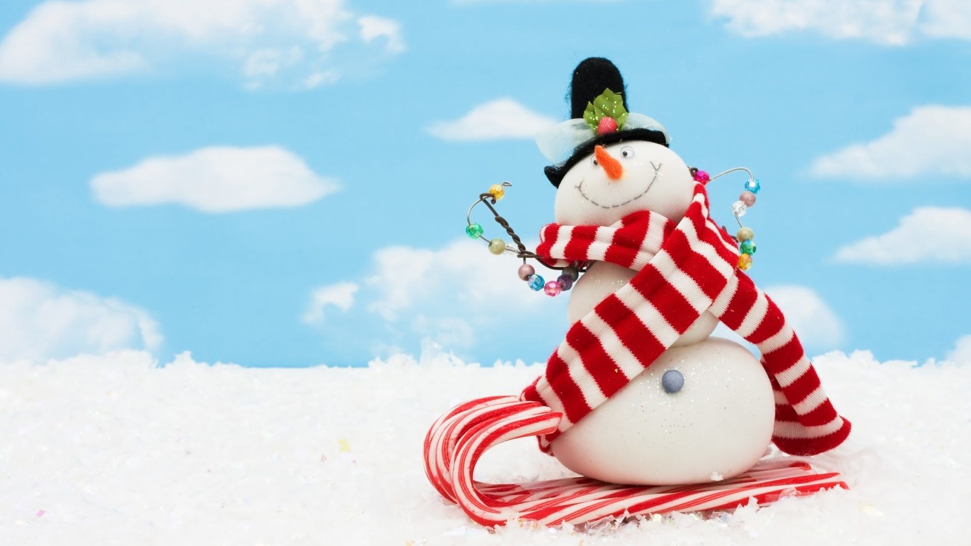 Pupazzo di neve con sciarpa, 1920x1080 Full HD, PC Desktop