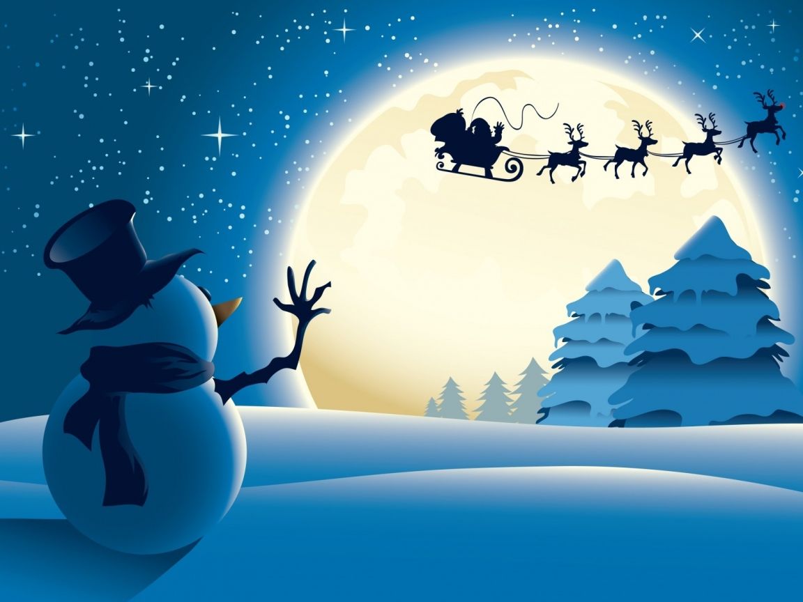 Pupazzo di neve e Babbo Natale, 1152x864 HD, Laptop